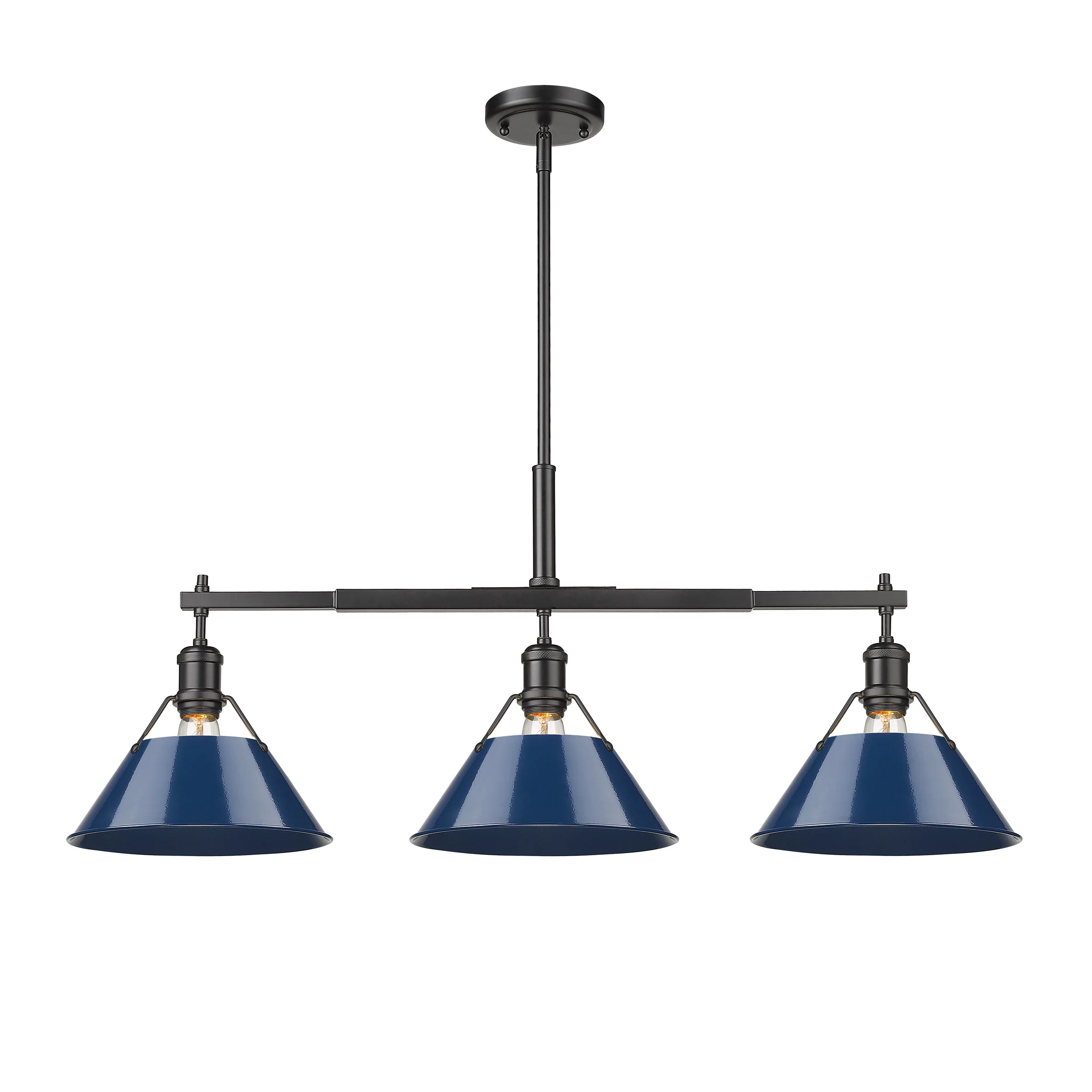 Orwell 3-light Island Light in Chrome and Navy Blue shade