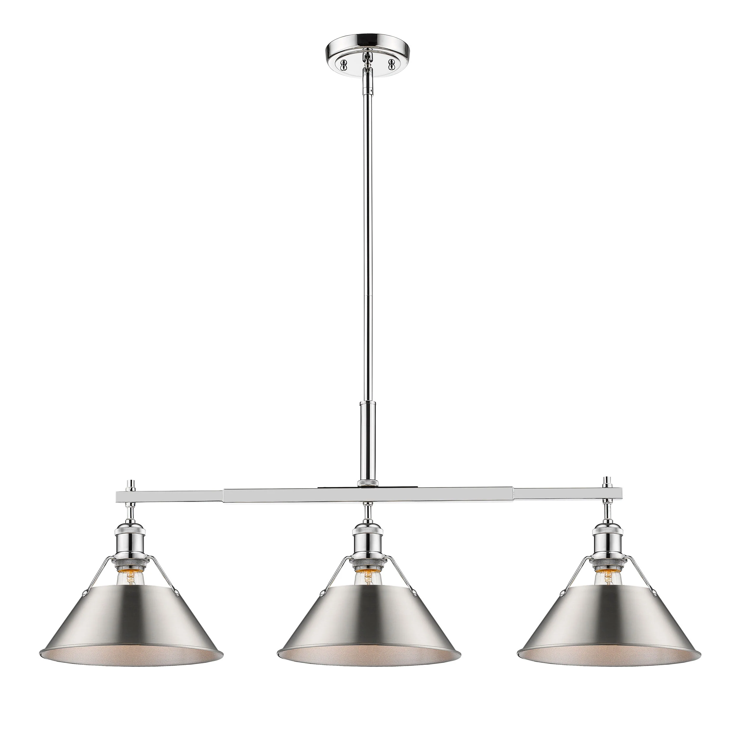 Orwell 3-light Island Light in Chrome and Pewter shade