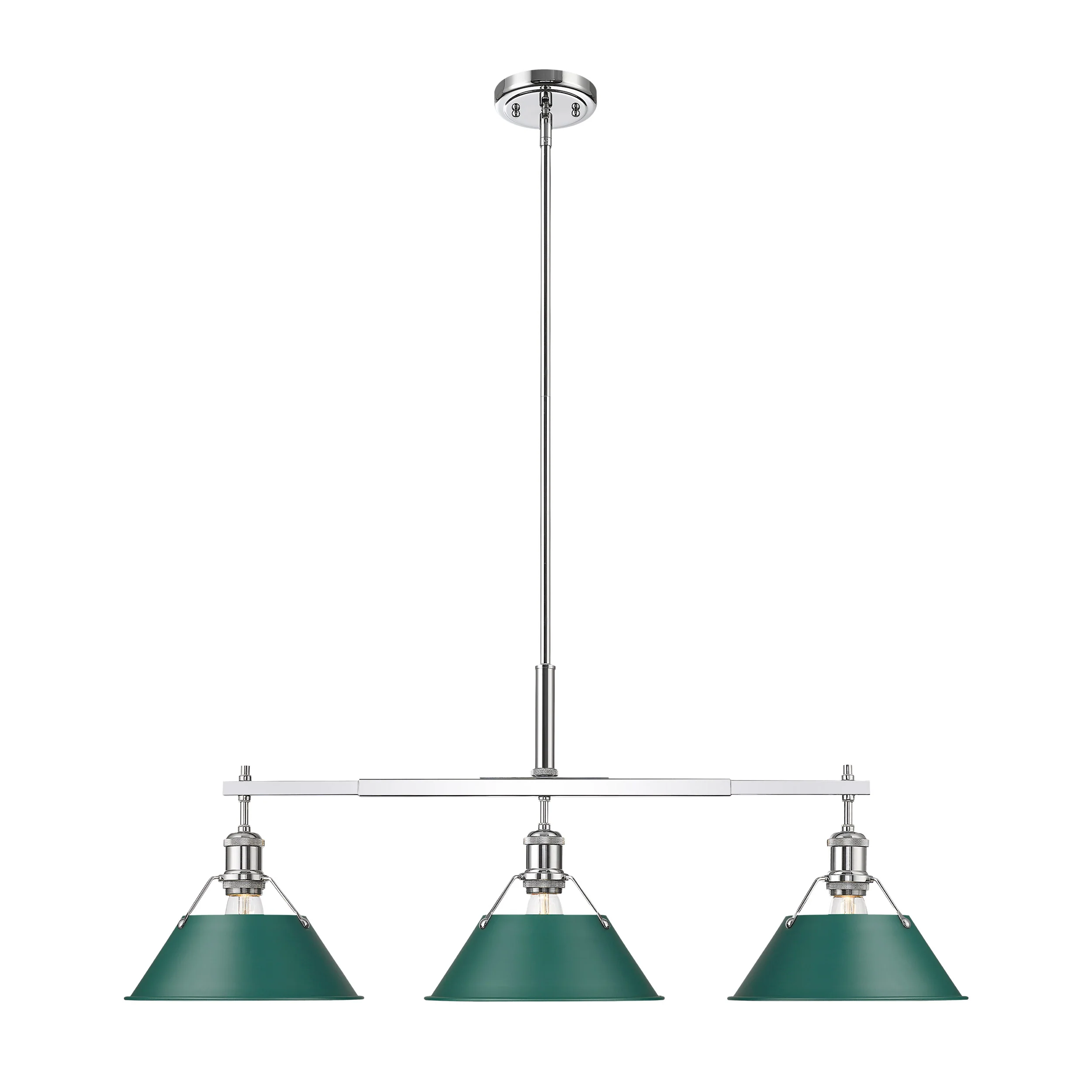 Orwell 3-light Island Light in Chrome and Pine Green shade