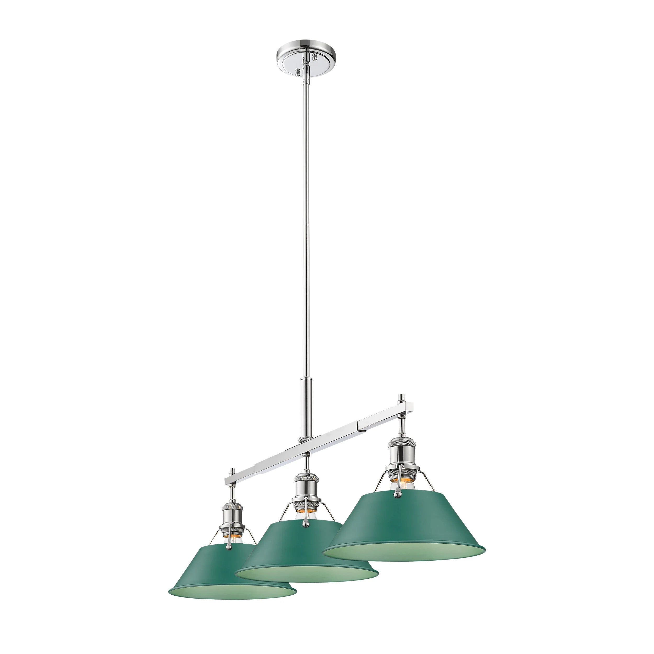 Orwell 3-light Island Light in Chrome and Pine Green shade - Image 2