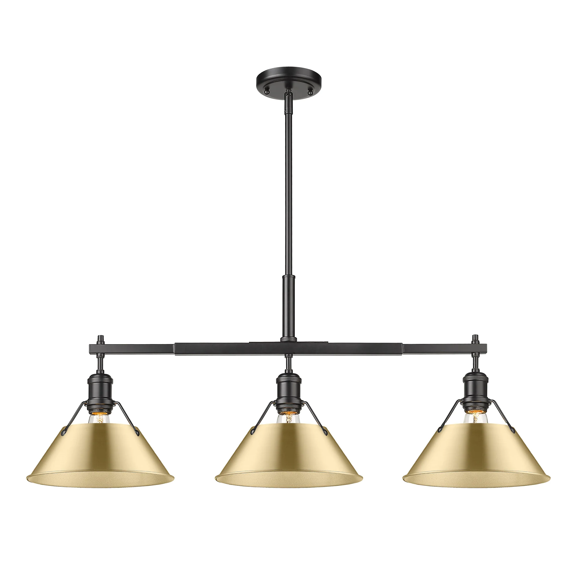 Orwell 3-light Island Light in Matte Black and Brushed Champagne Brass shade