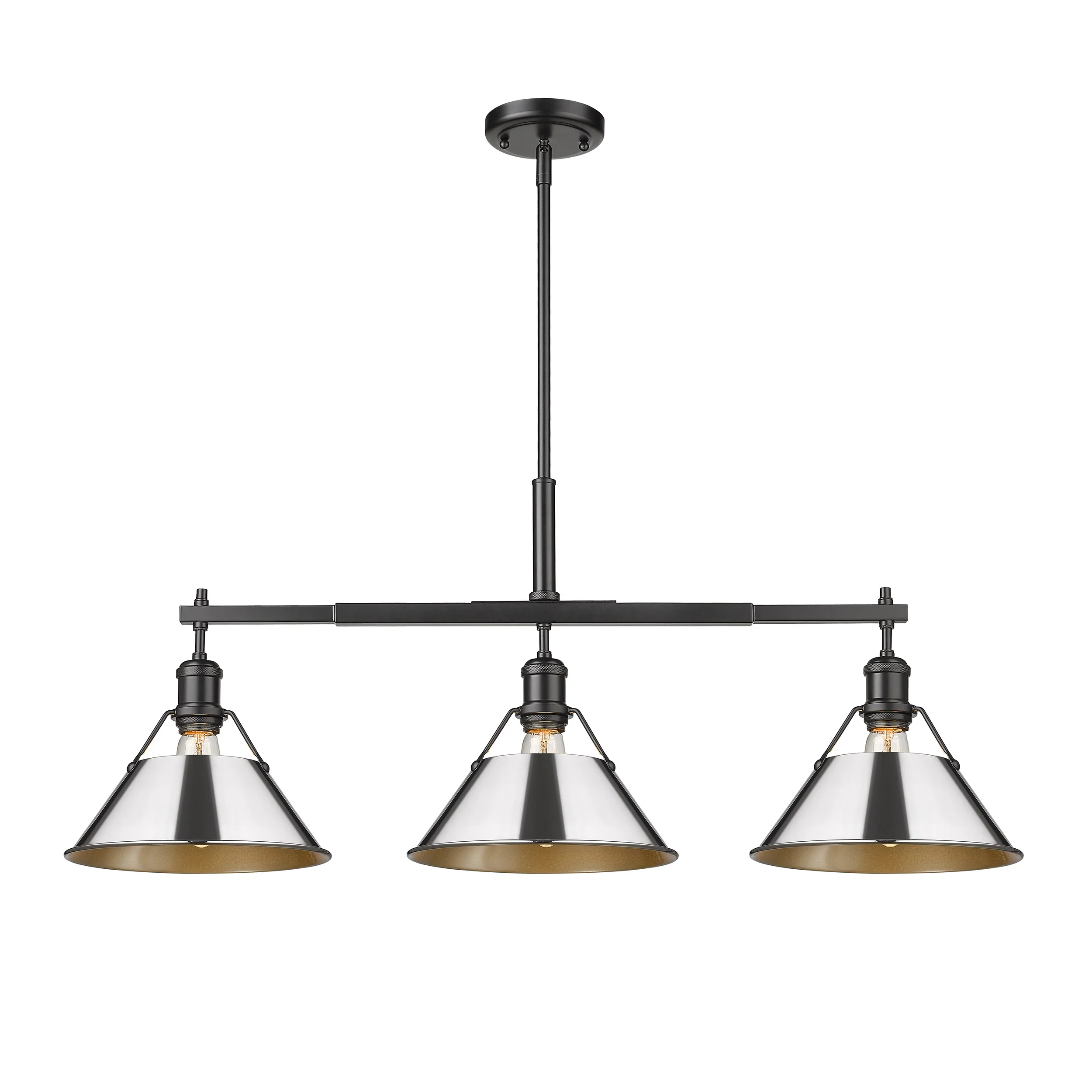 Orwell 3-light Island Light in Matte Black and Chrome shade
