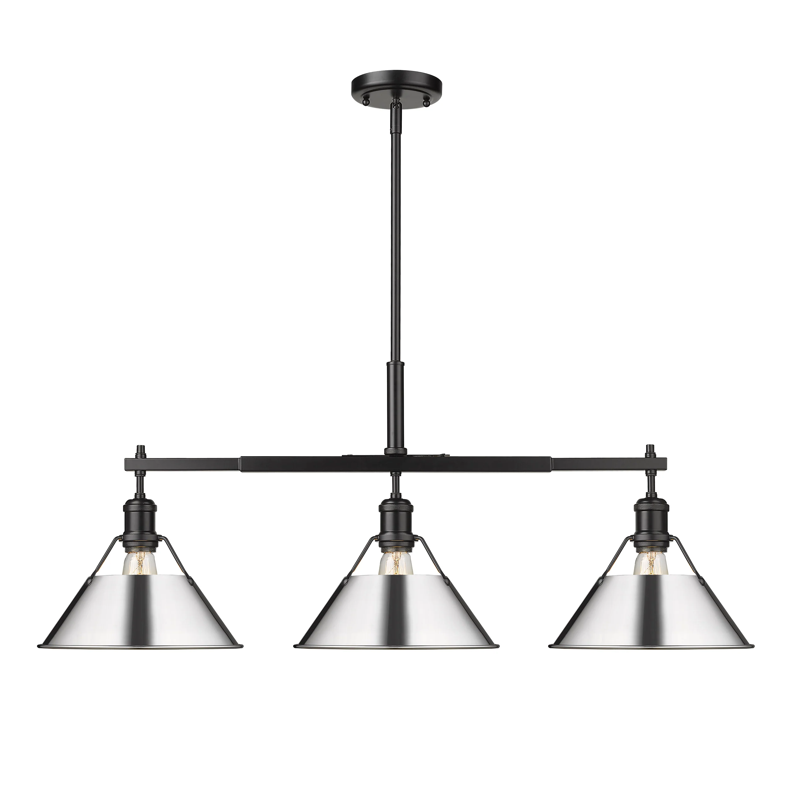 Orwell 3-light Island Light in Matte Black and Chrome shade - Image 2