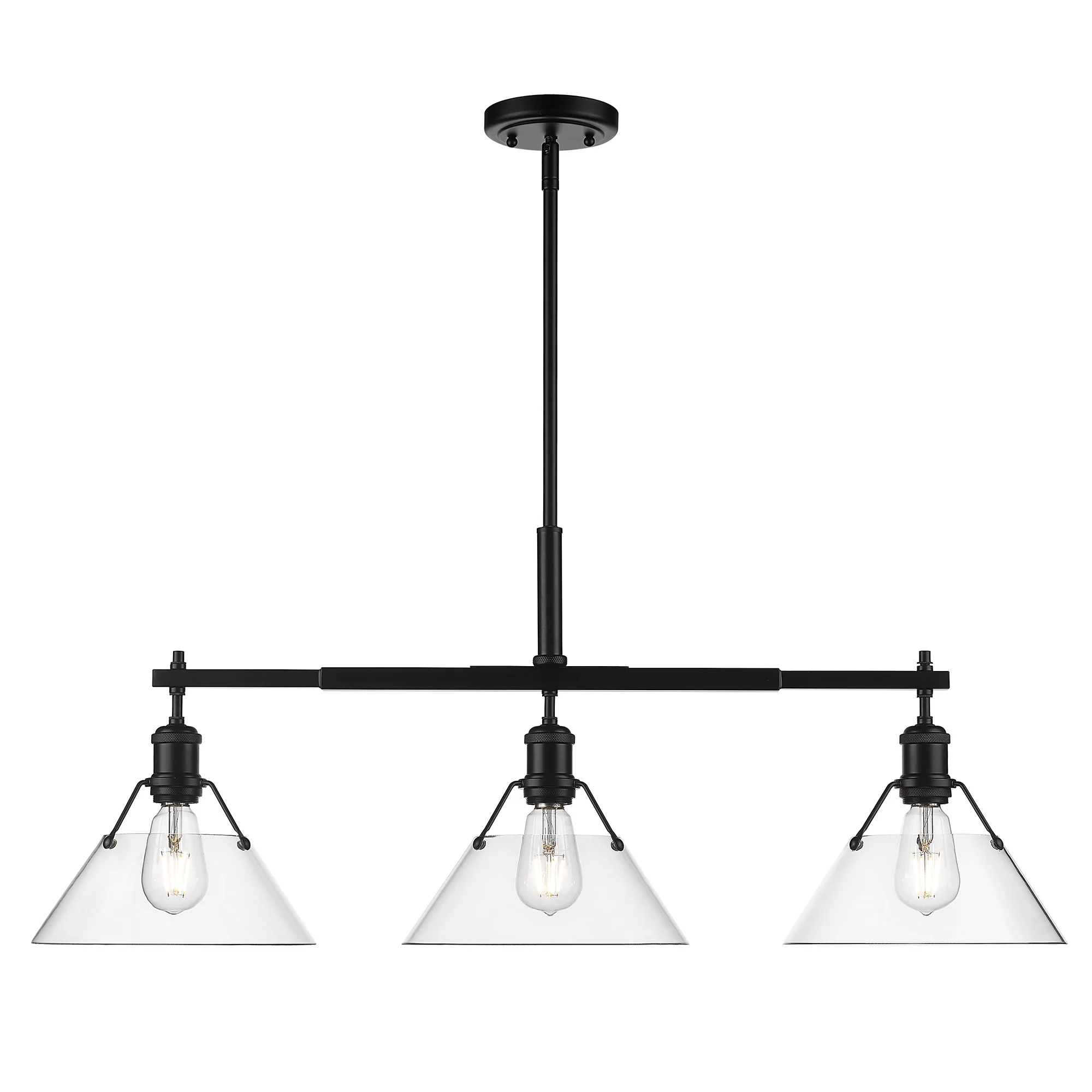 Orwell 3-light Island Light in Matte Black and Clear Glass - Image 2
