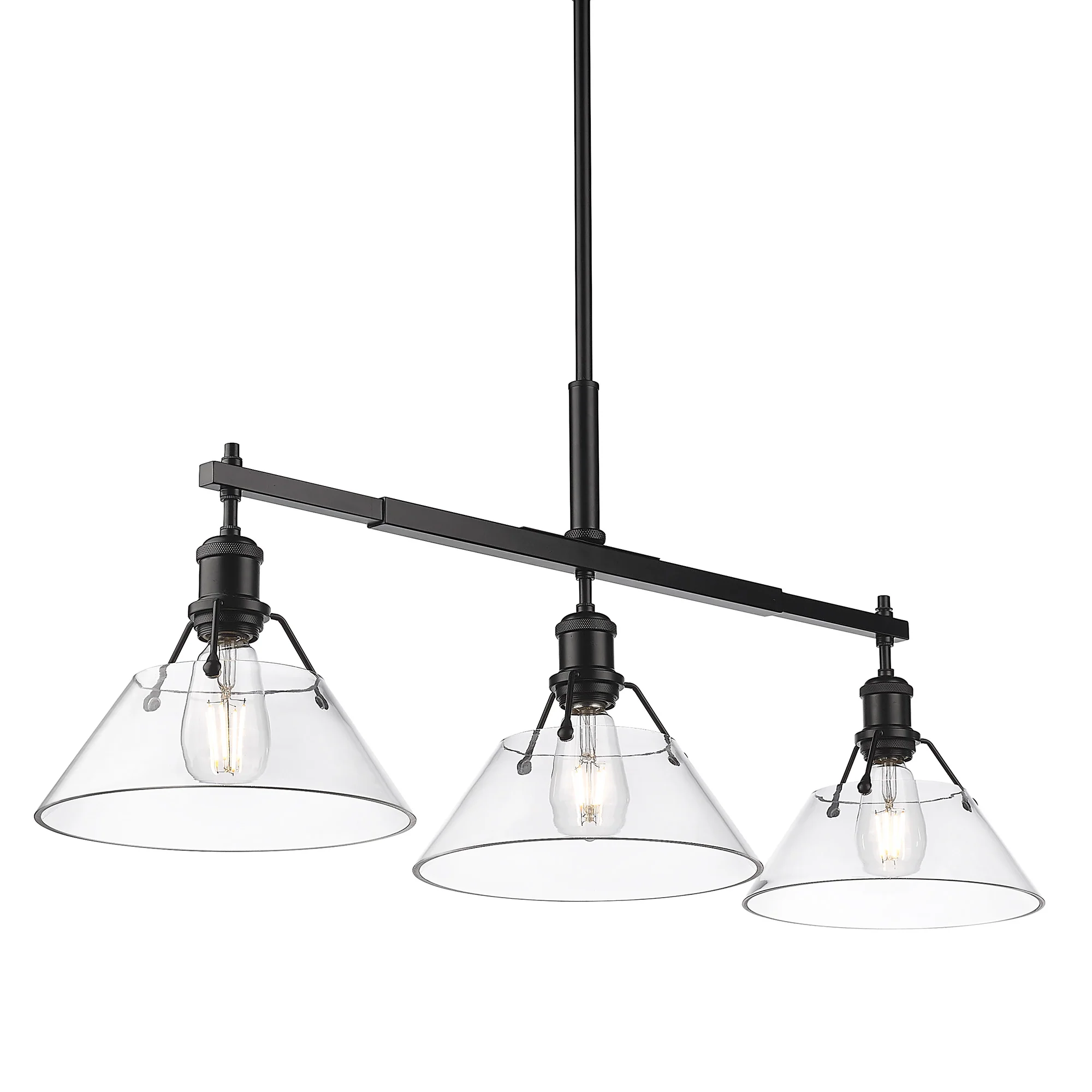 Orwell 3-light Island Light in Matte Black and Clear Glass - Image 3
