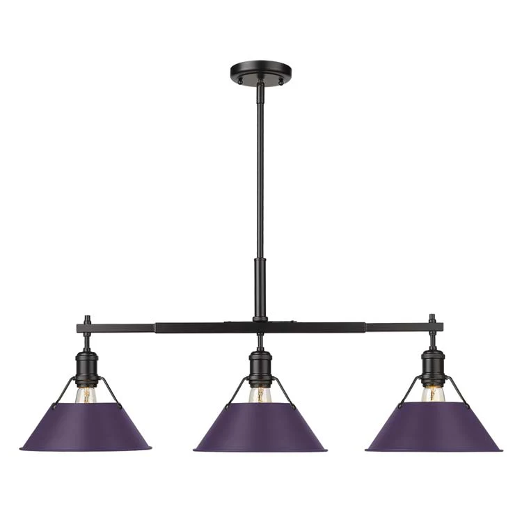 Orwell 3-light Island Light in Matte Black and Exotic Purple shade - Image 2