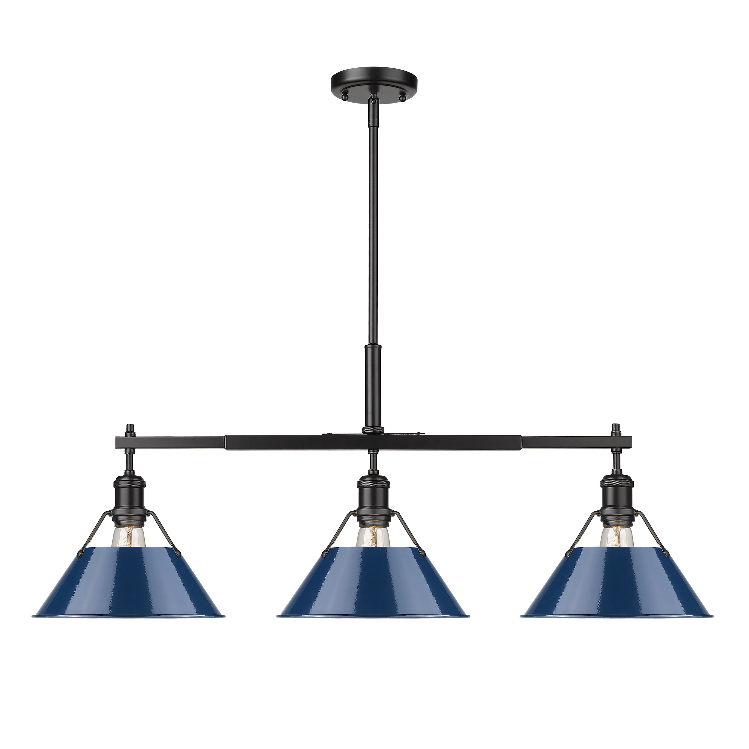 Orwell 3-light Island Light in Matte Black and Navy Blue shade - Image 2