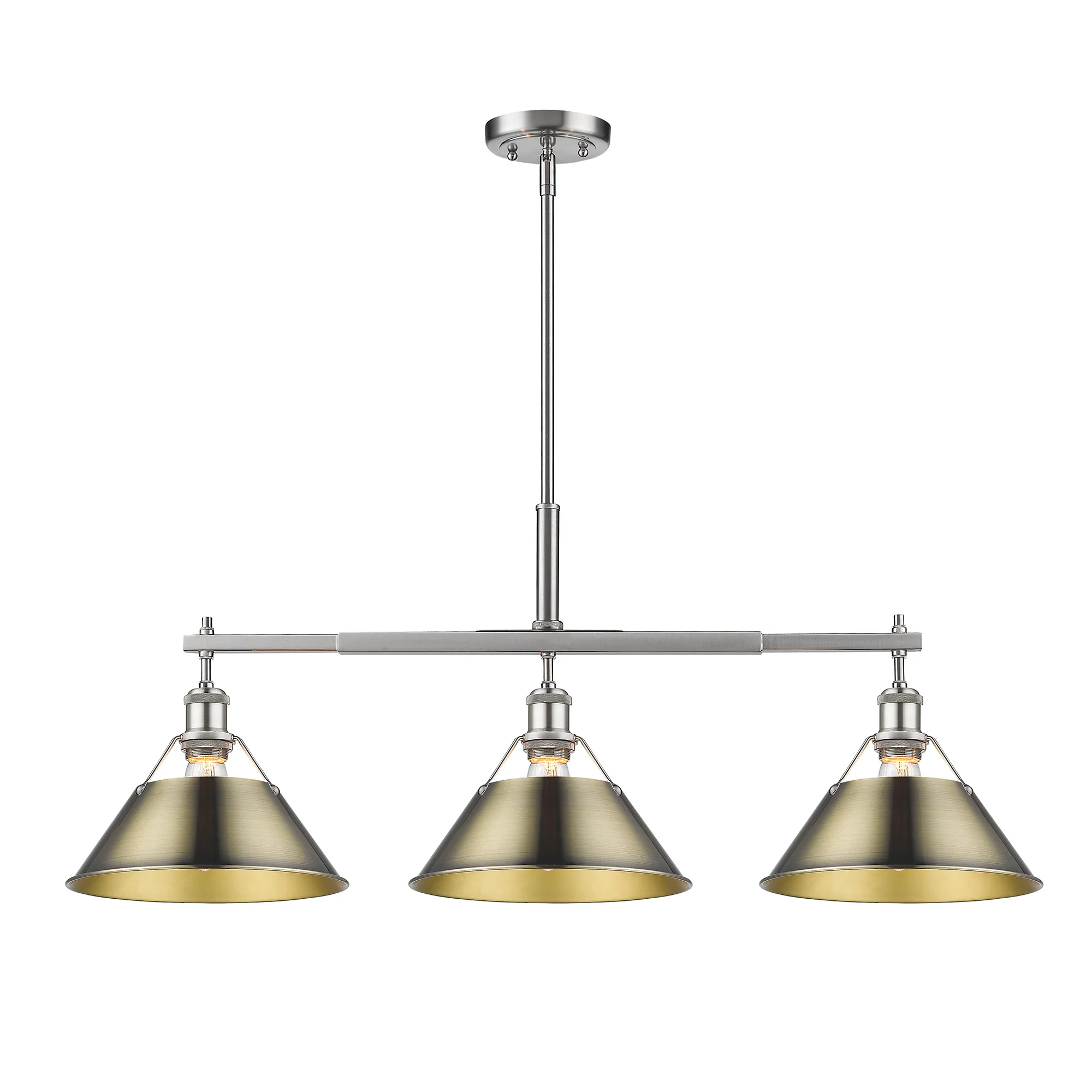 Orwell 3-light Island Light in Pewter and Aged Brass shade