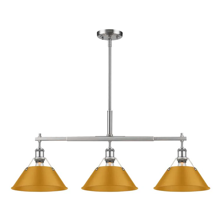 Orwell 3-light Island Light in Pewter and Auric Yellow shade