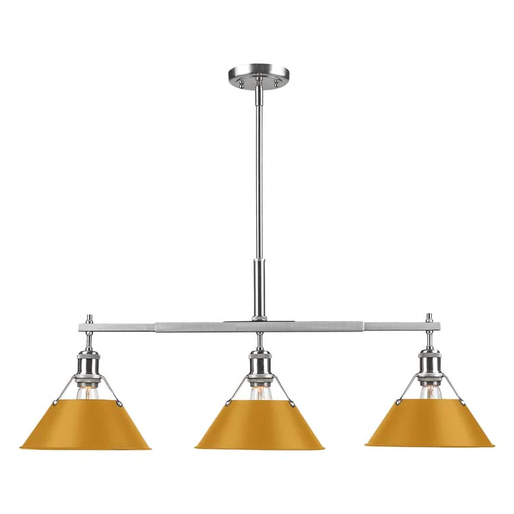 Orwell 3-light Island Light in Pewter and Auric Yellow shade - Image 2
