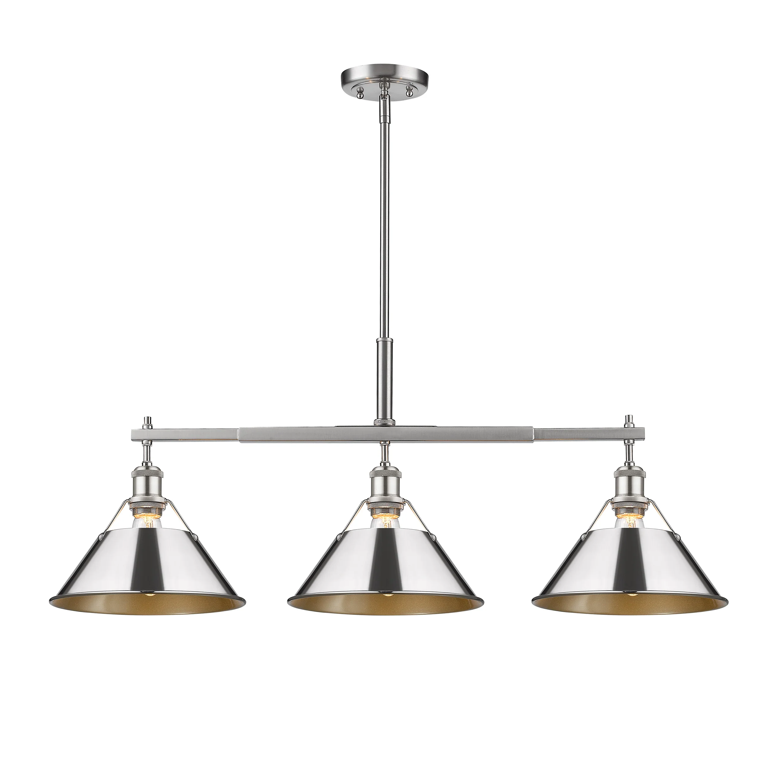 Orwell 3-light Island Light in Pewter and Chrome shade