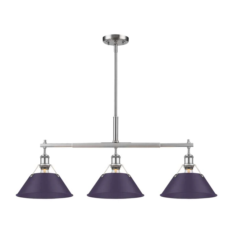 Orwell 3-light Island Light in Pewter and Exotic Purple shade