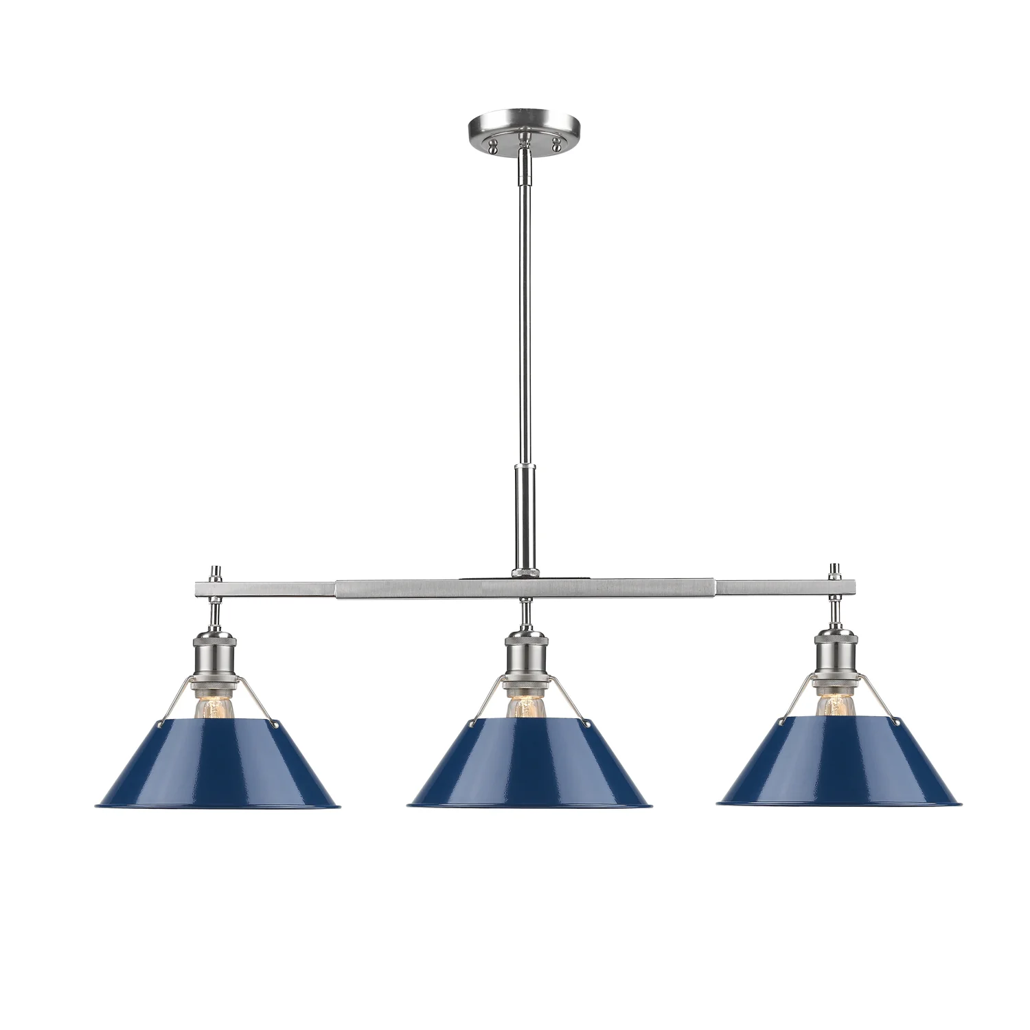 Orwell 3-light Island Light in Pewter and Navy Blue shade - Image 2