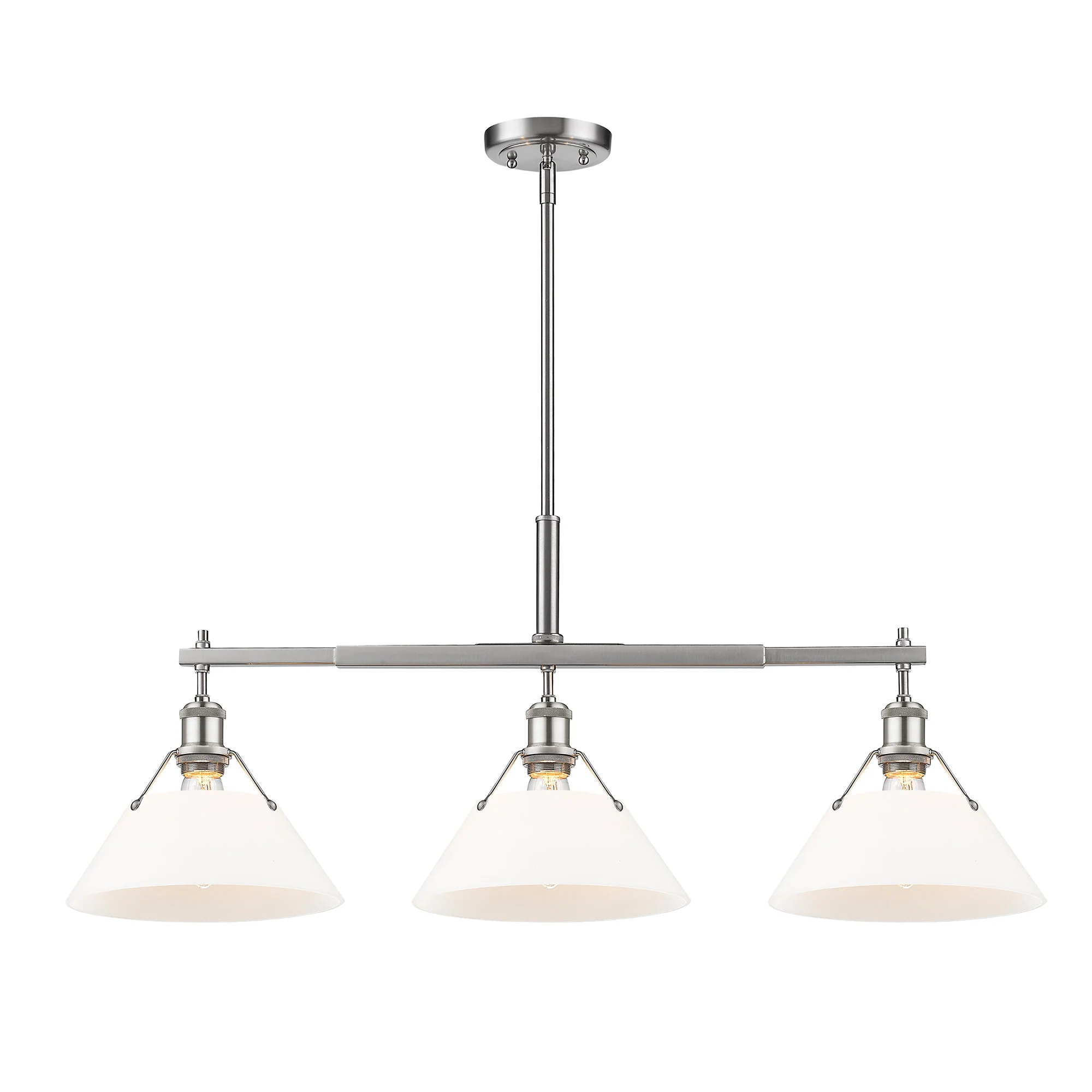 Orwell 3-light Island Light in Pewter and Opal Glass