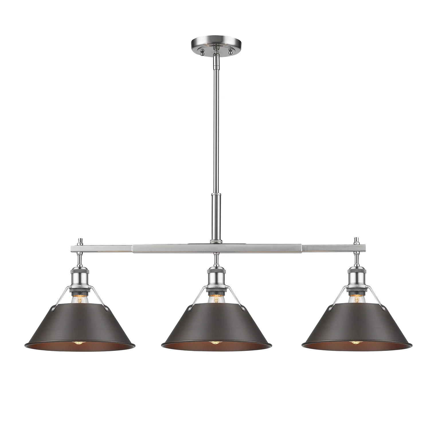 Orwell 3-light Island Light in Pewter and Rubbed Bronze shade