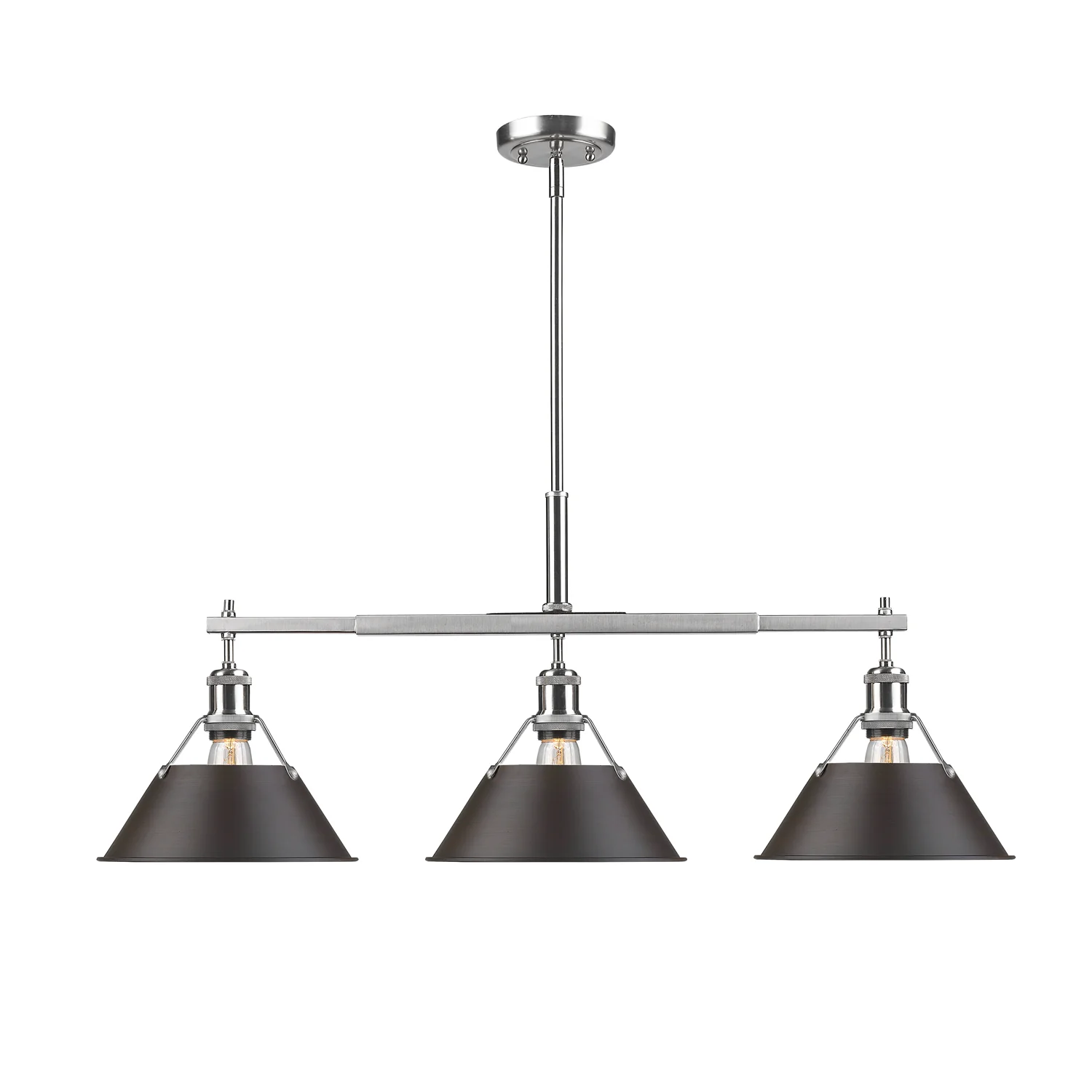 Orwell 3-light Island Light in Pewter and Rubbed Bronze shade - Image 2