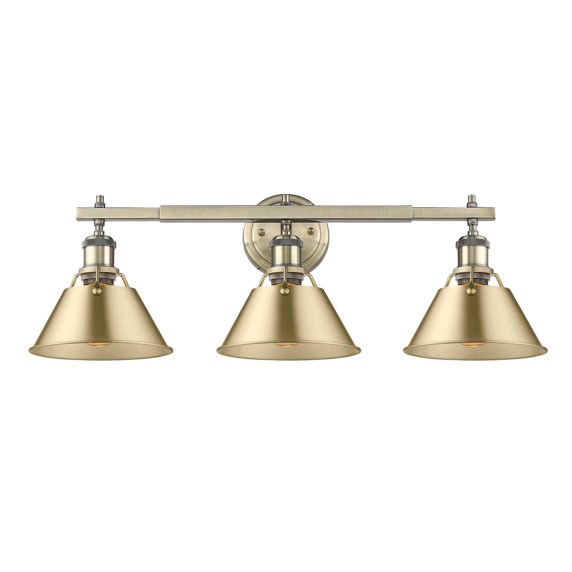 Orwell 3-light Vanity in Aged Brass and Brushed Champagne Brass shade - Image 2