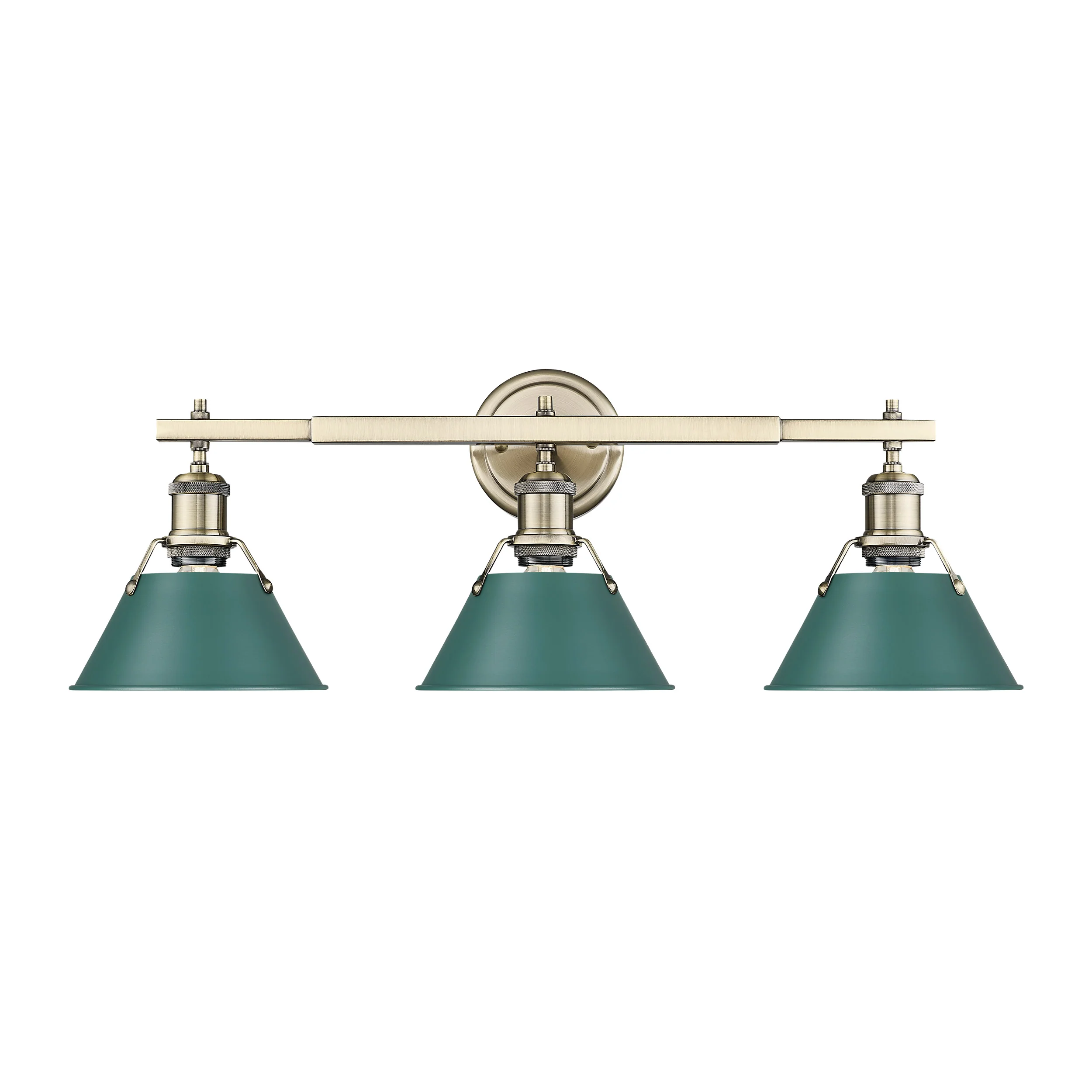 Orwell 3-light Vanity in Aged Brass and Pine Green shade - Image 2