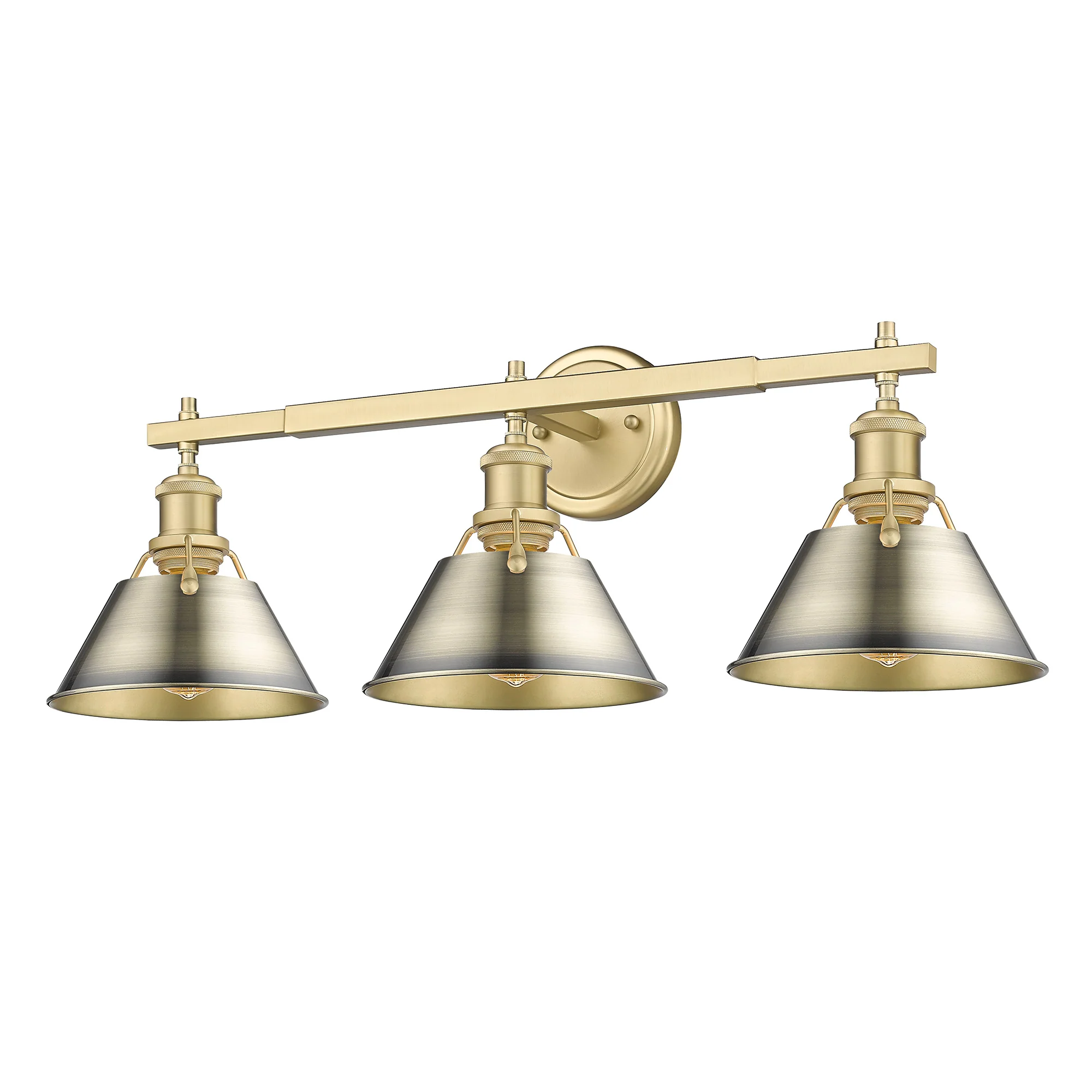Orwell 3-light Vanity in Brushed Champagne Brass and Aged Brass shade