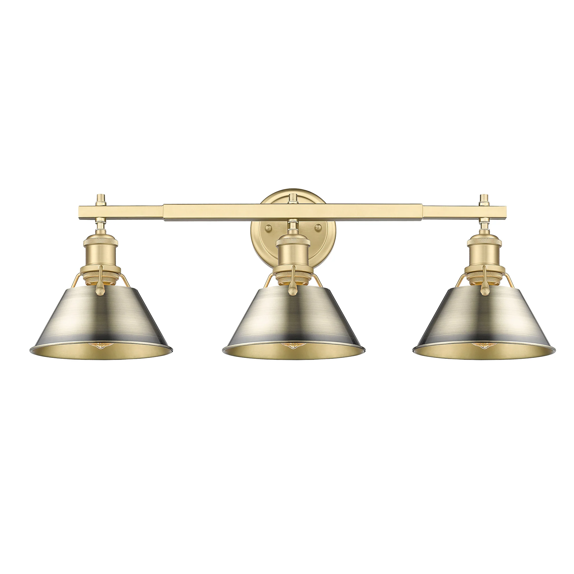 Orwell 3-light Vanity in Brushed Champagne Brass and Aged Brass shade - Image 2