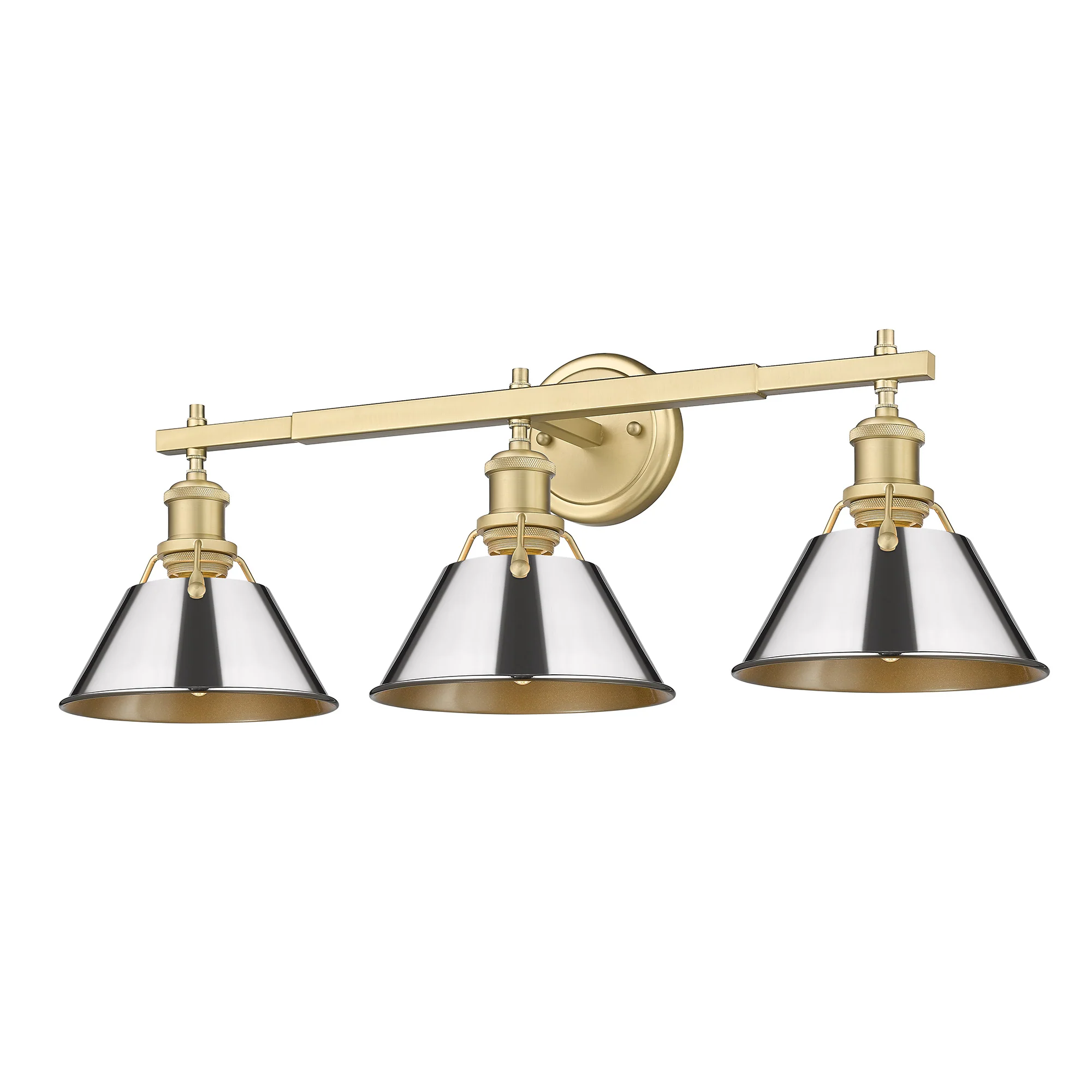Orwell 3-light Vanity in Brushed Champagne Brass and Chrome shade