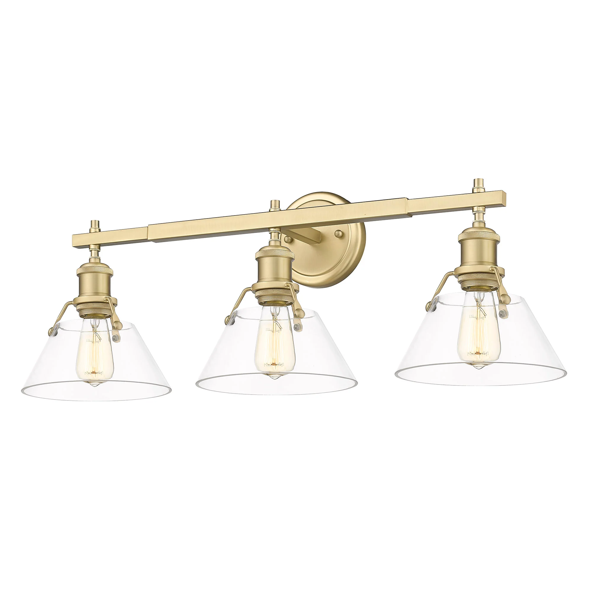Orwell 3-light Vanity in Brushed Champagne Brass and Clear Glass