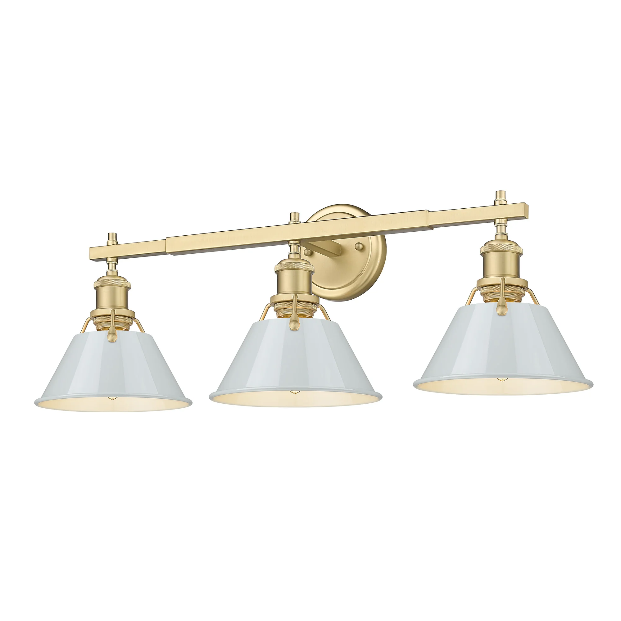 Orwell 3-light Vanity in Brushed Champagne Brass and Dusky Blue shade