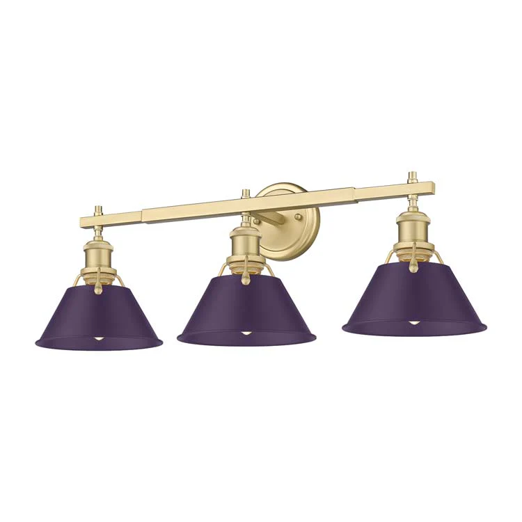 Orwell 3-light Vanity in Brushed Champagne Brass and Exotic Purple shade
