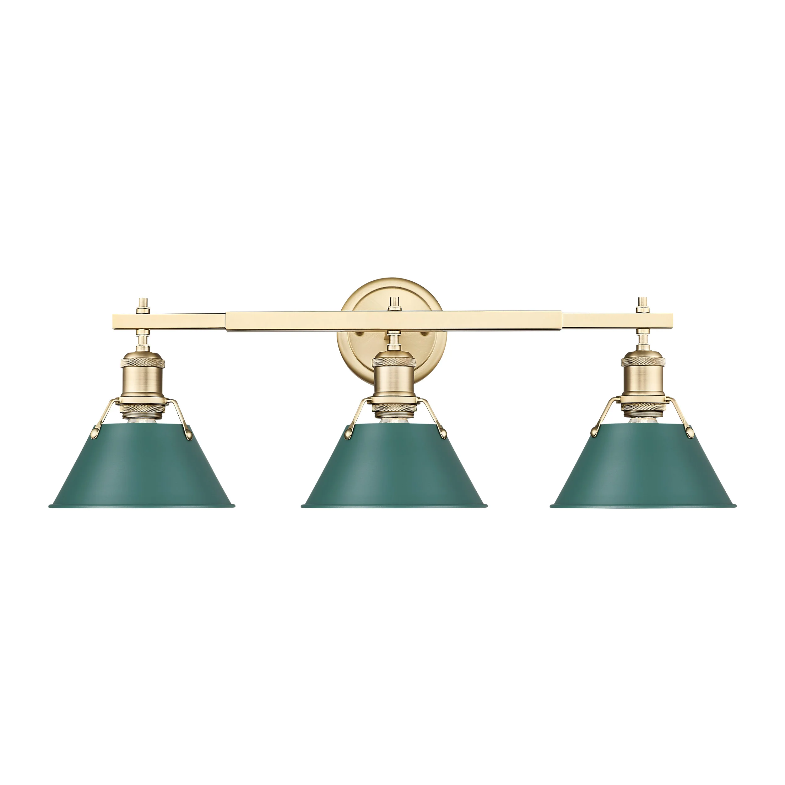 Orwell 3-light Vanity in Brushed Champagne Brass and Pine Green shade - Image 2