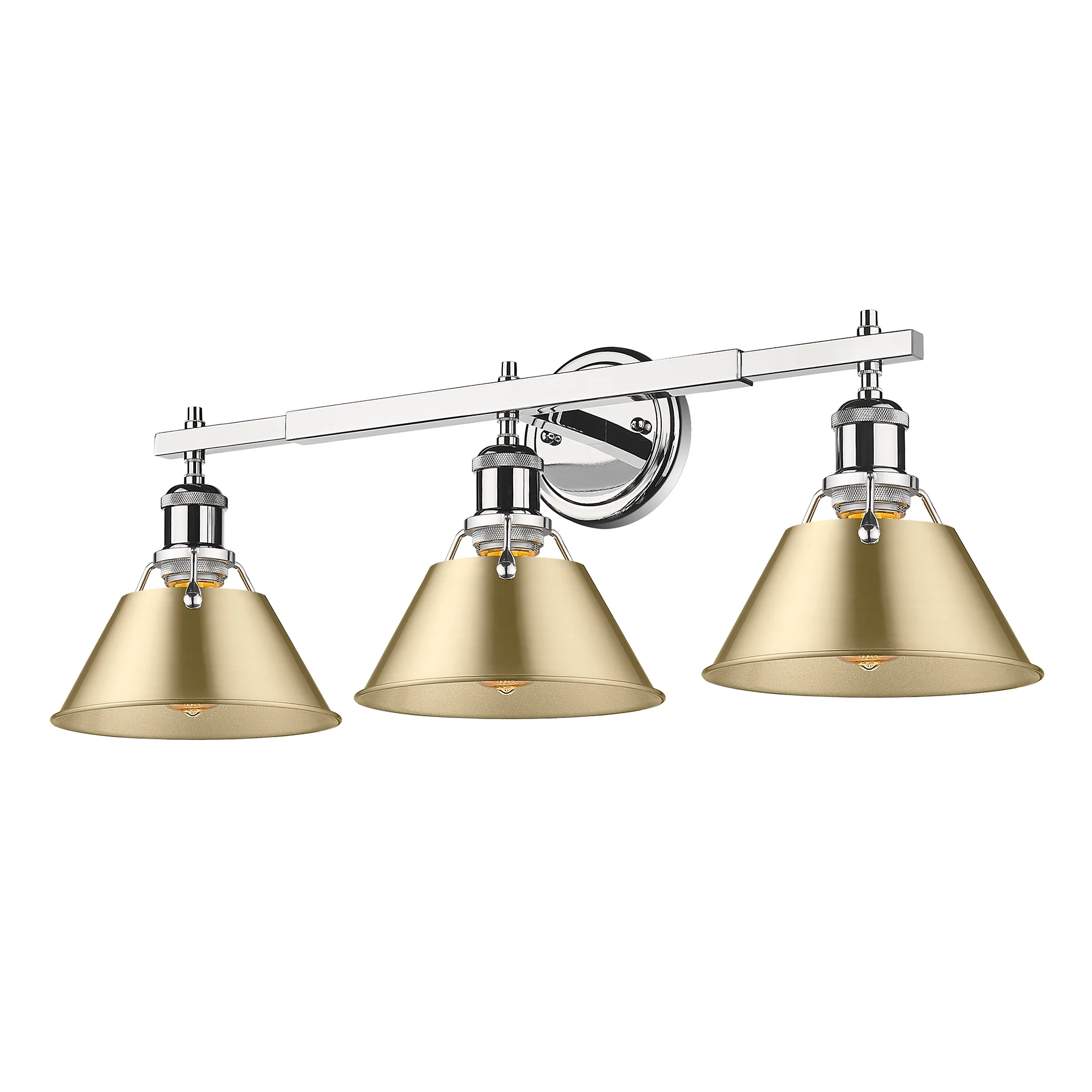 Orwell 3-light Vanity in Chrome and Brushed Champagne Brass shade
