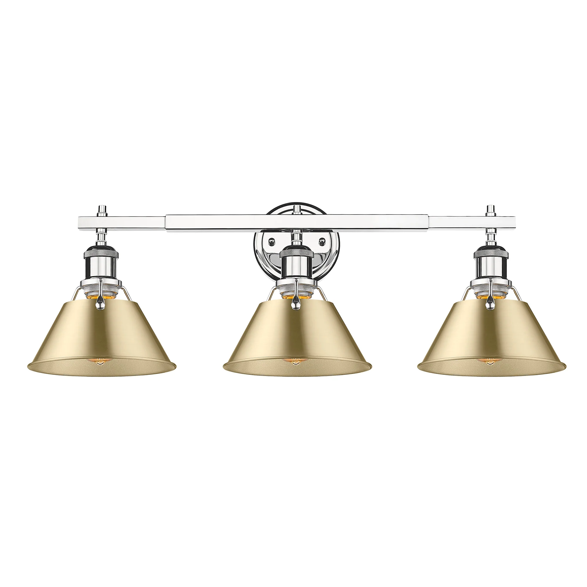 Orwell 3-light Vanity in Chrome and Brushed Champagne Brass shade - Image 2