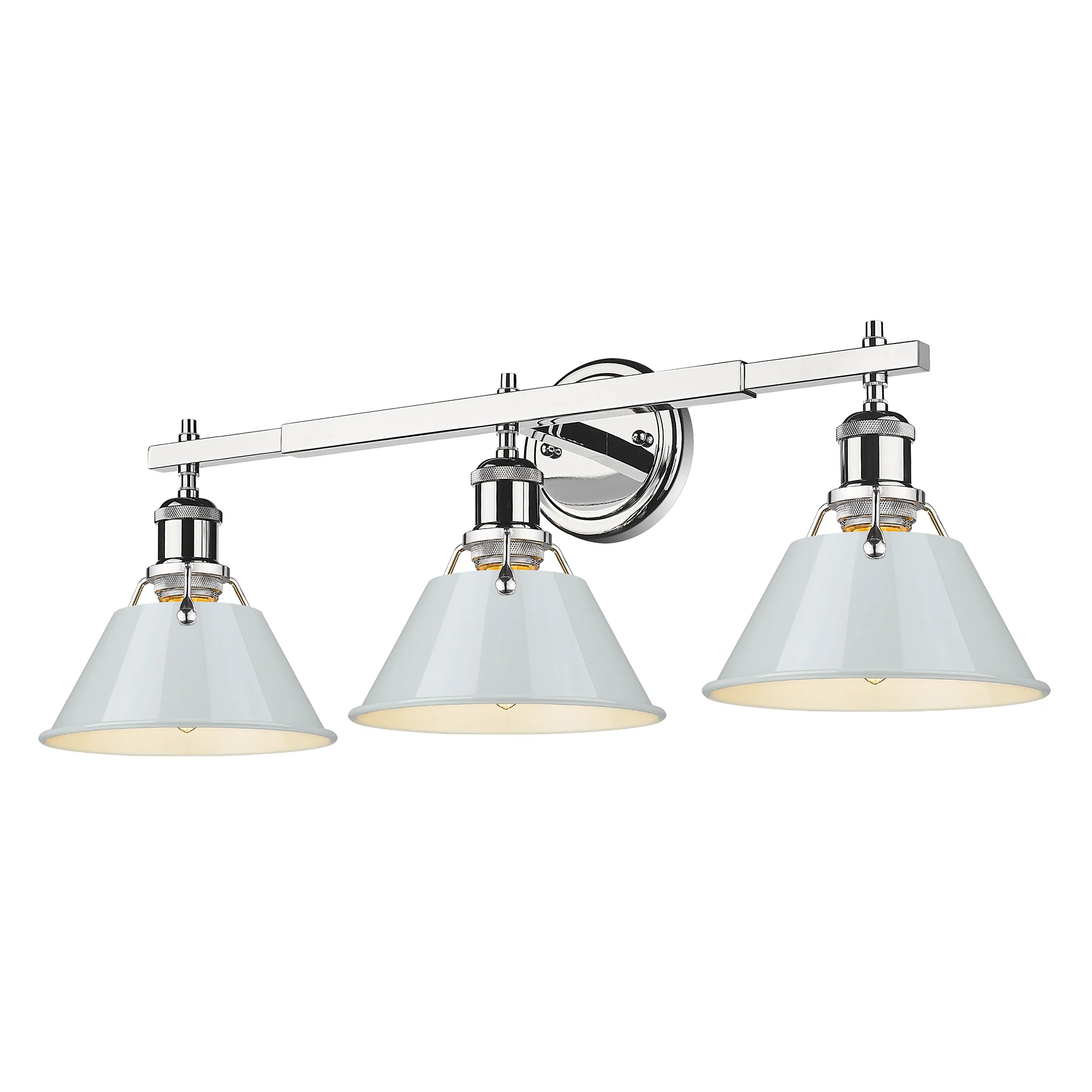Orwell 3-light Vanity in Chrome and Dusky Blue shade