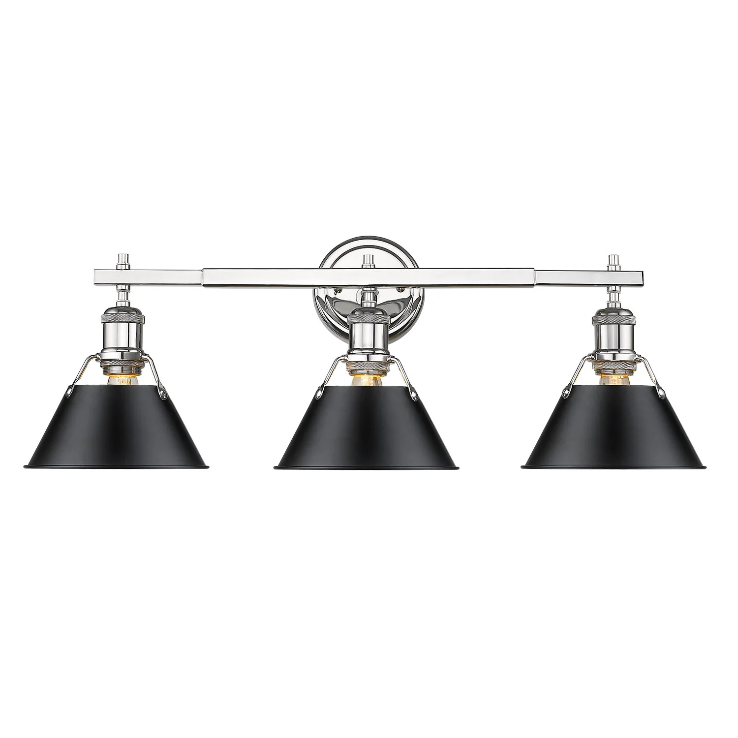 Orwell 3-light Vanity in Chrome and Matte Black shade - Image 2