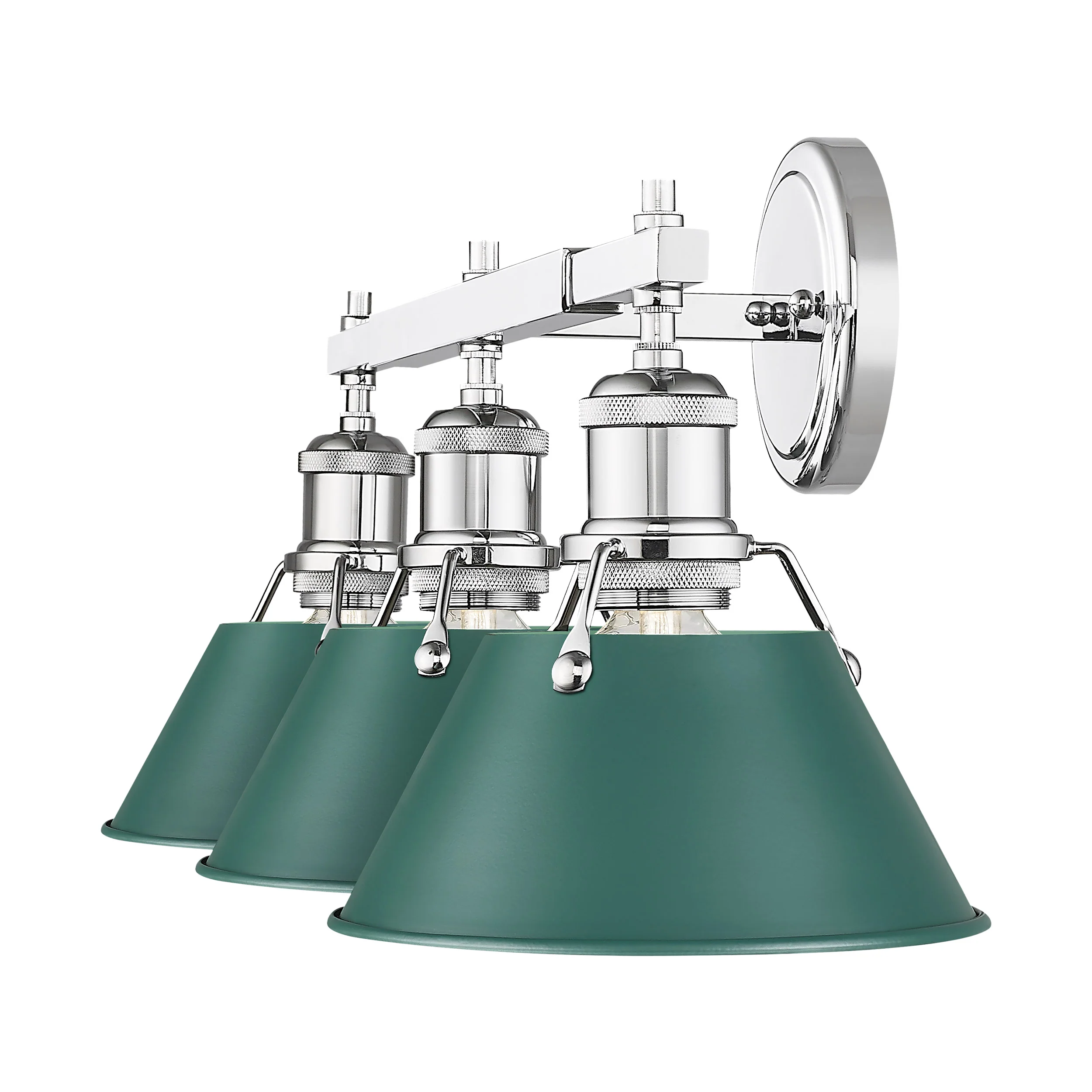 Orwell 3-light Vanity in Chrome and Pine Green shade - Image 3