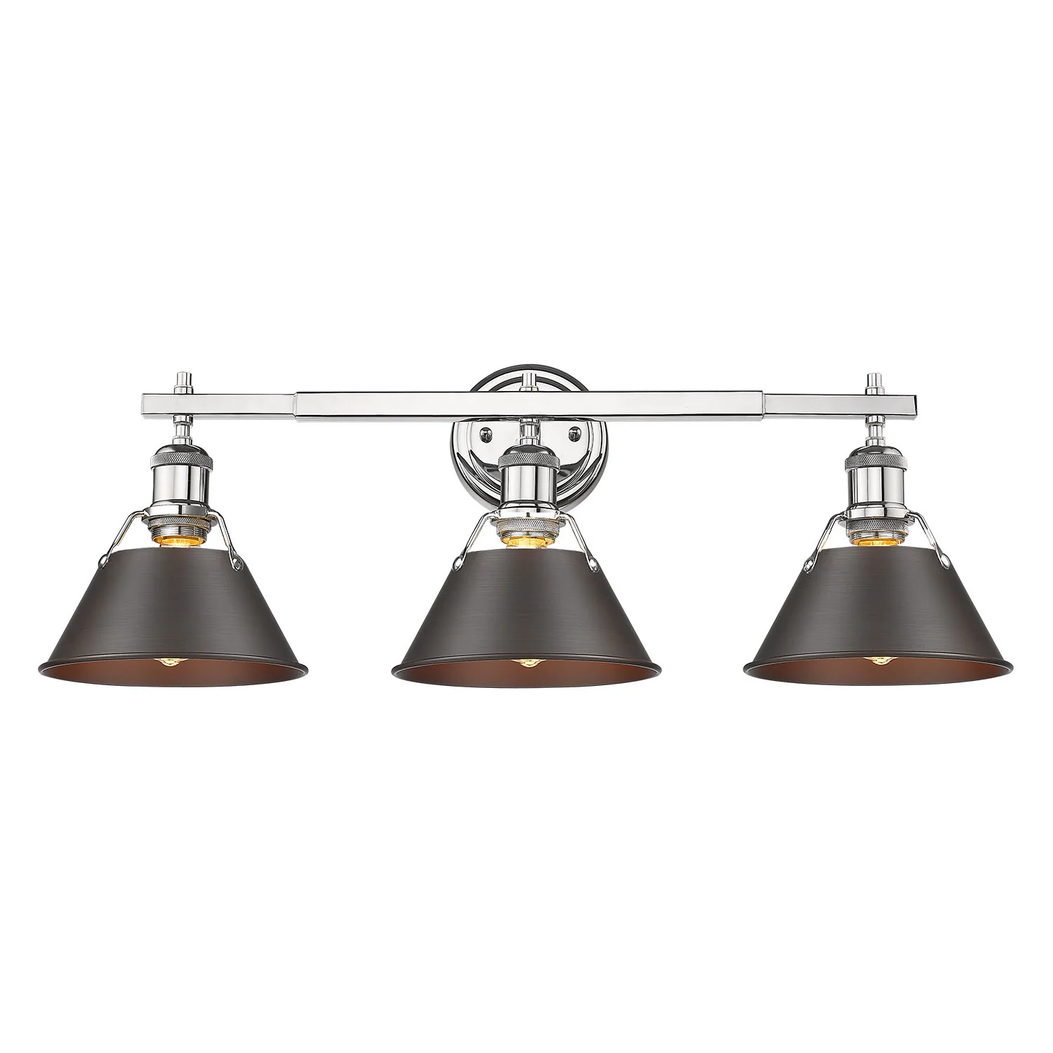 Orwell 3-light Vanity in Chrome and Rubbed Bronze shade