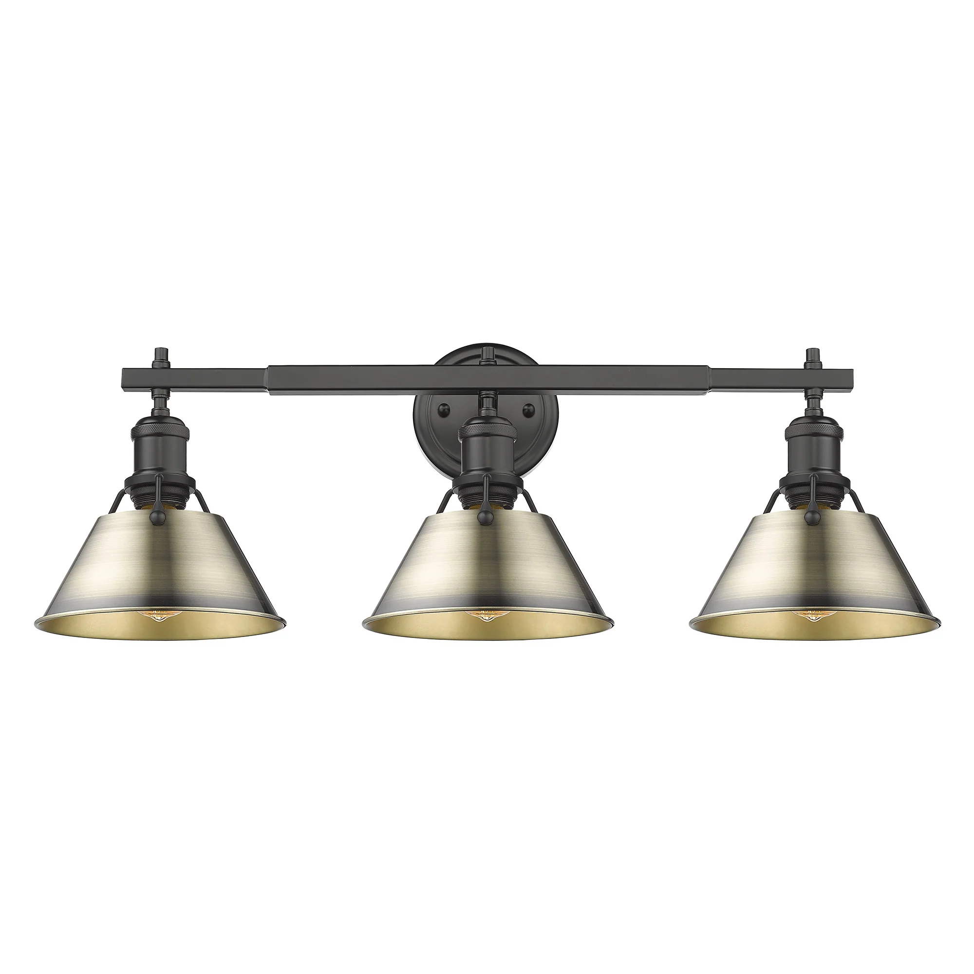 Orwell 3-light Vanity in Matte Black and Aged Brass shade - Image 2