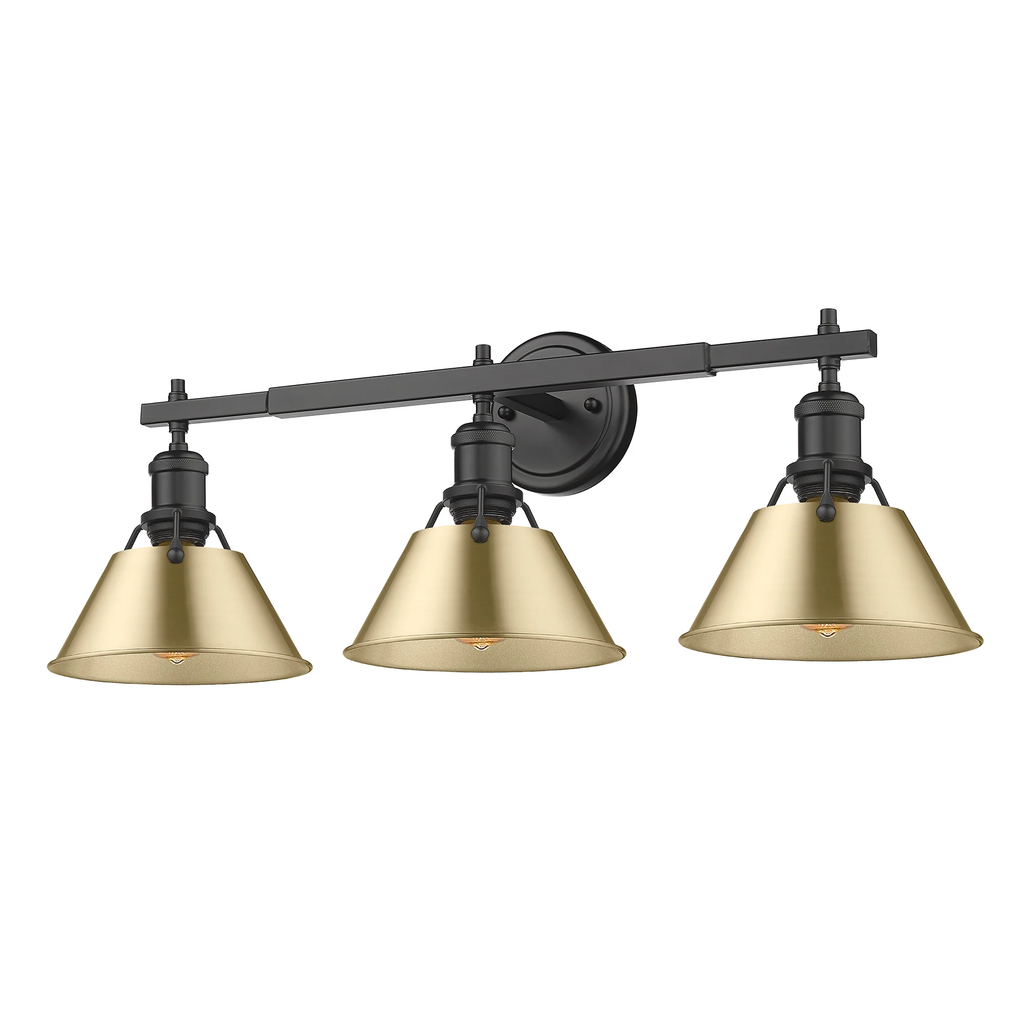 Orwell 3-light Vanity in Matte Black and Brushed Champagne Brass shade