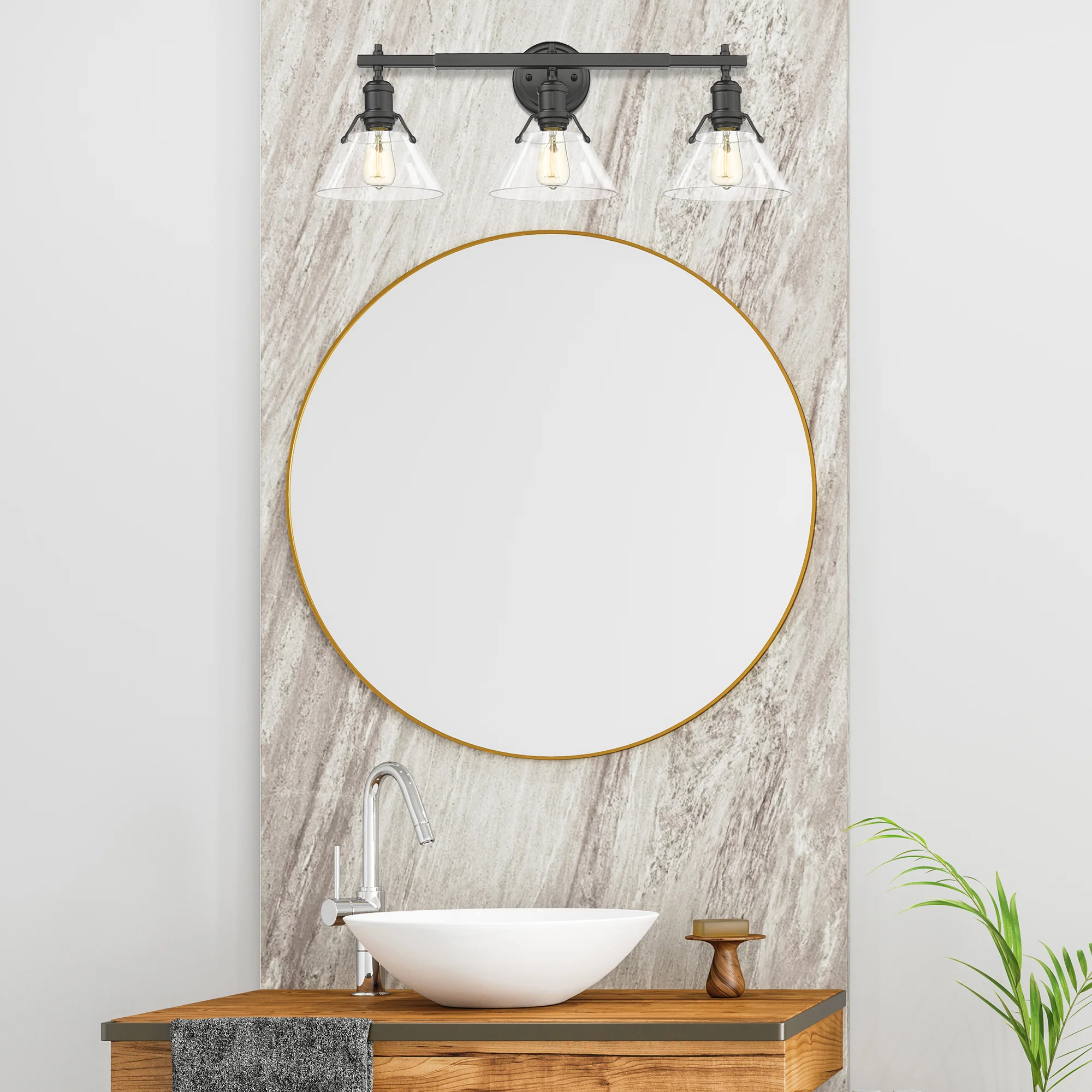 Orwell 3-light Vanity in Matte Black and Clear Glass - Image 3