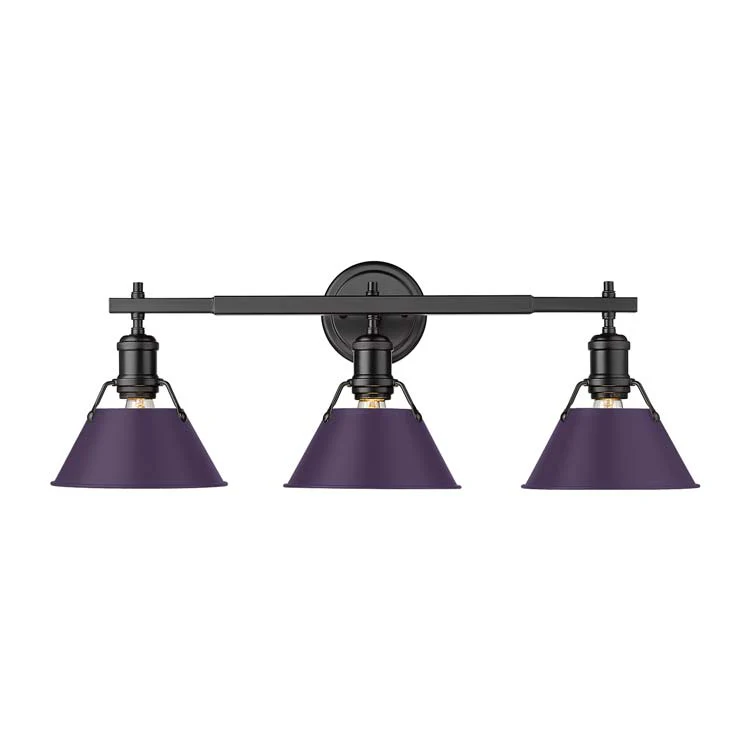 Orwell 3-light Vanity in Matte Black and Exotic Purple shade - Image 2