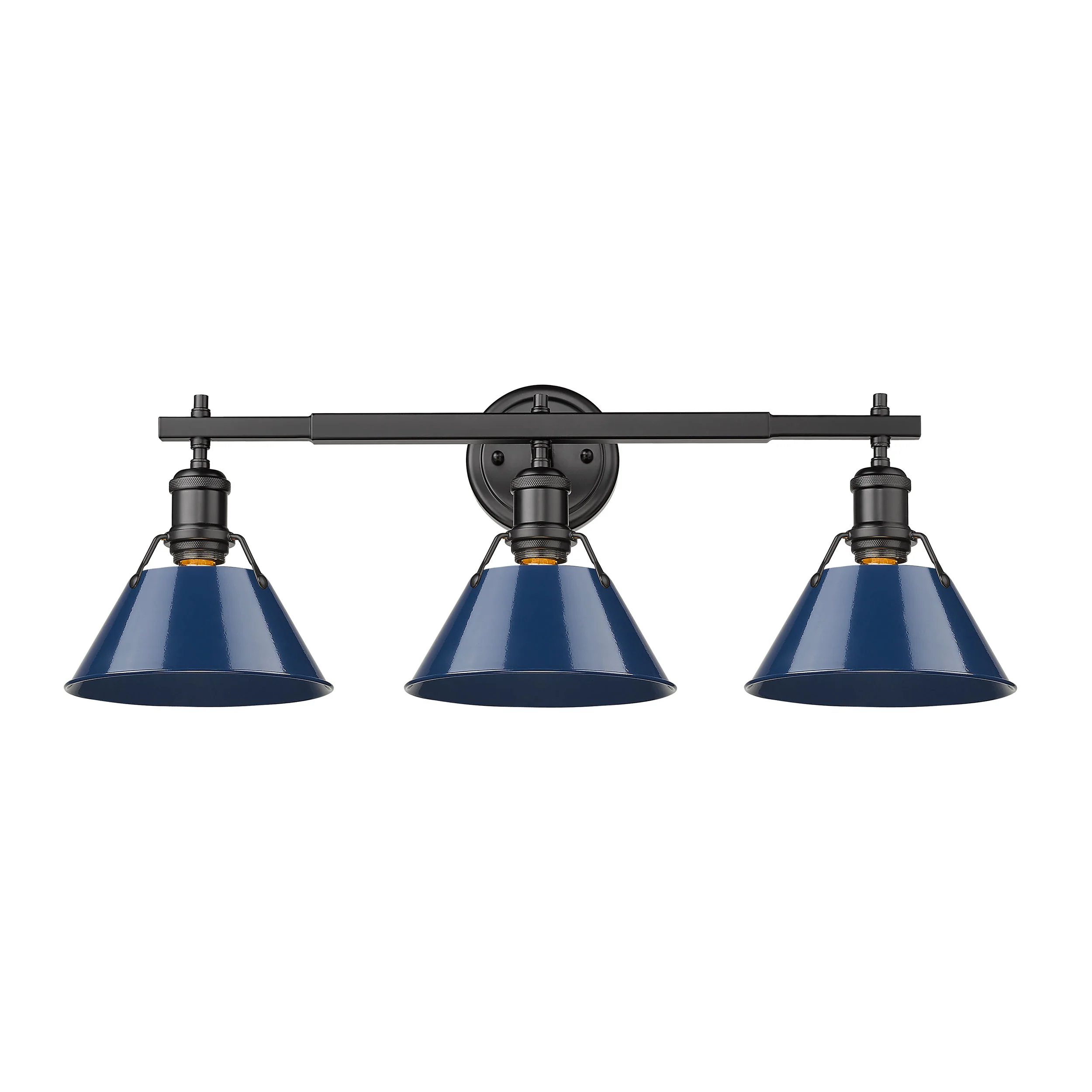 Orwell 3-light Vanity in Matte Black and Navy Blue shade