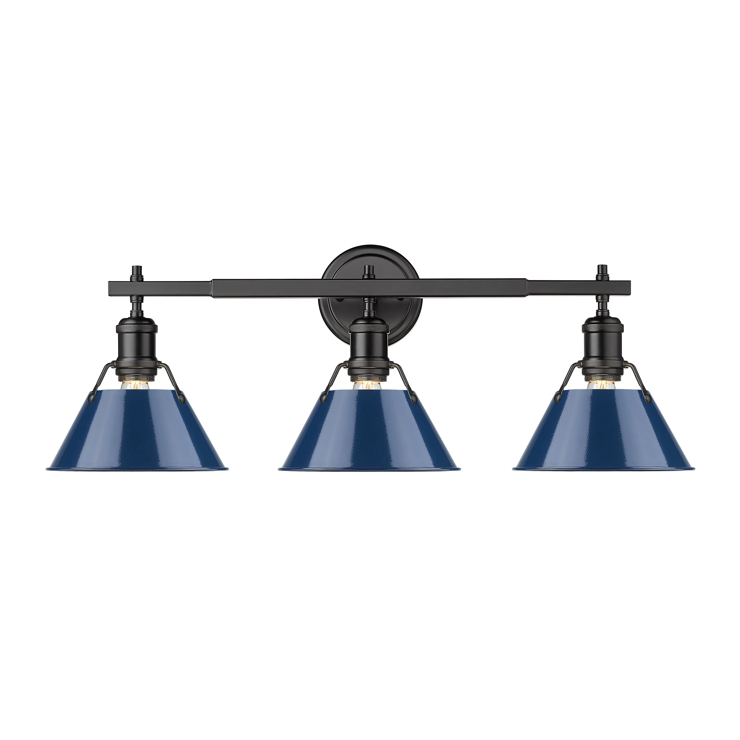 Orwell 3-light Vanity in Matte Black and Navy Blue shade - Image 2