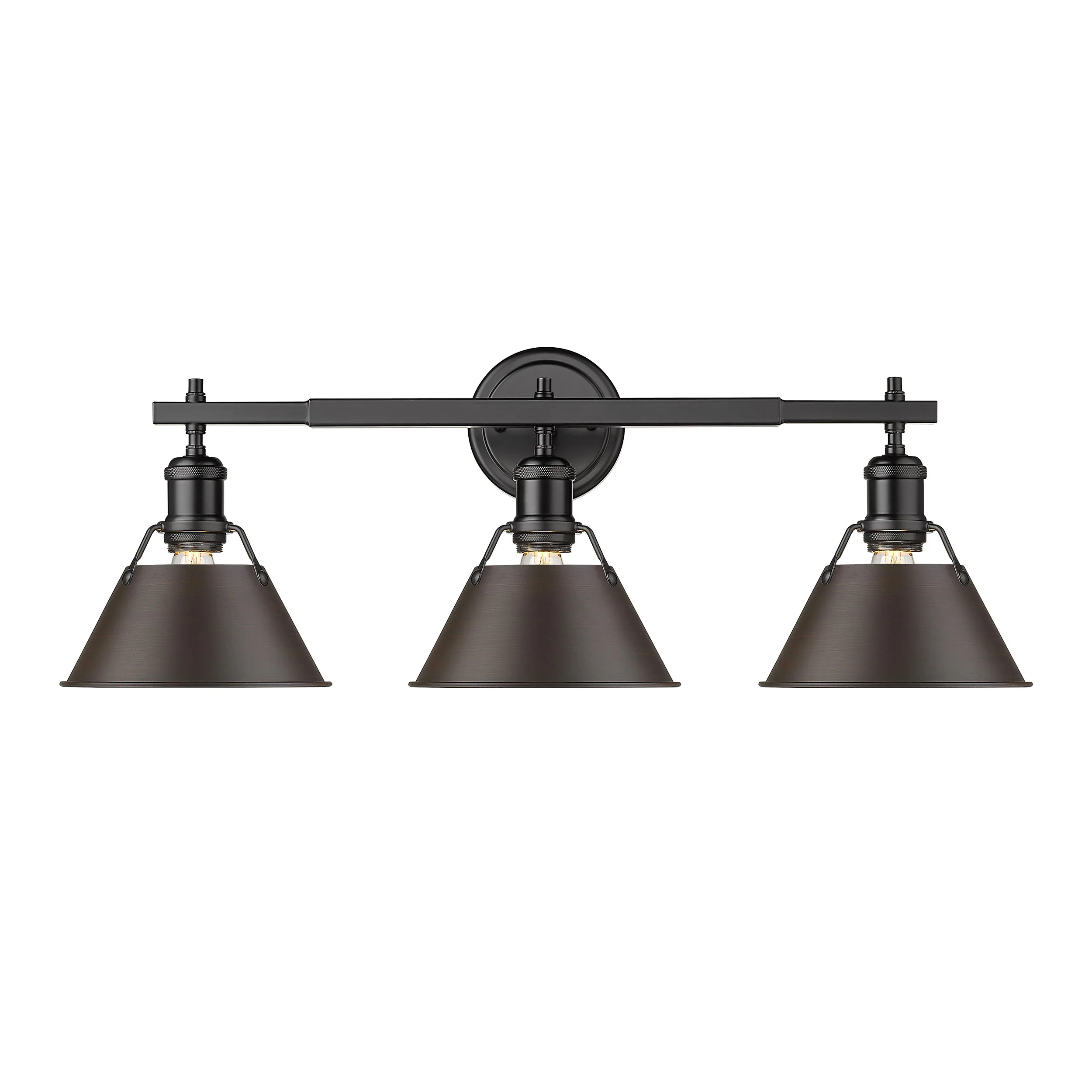 Orwell 3-light Vanity in Matte Black and Rubbed Bronze shade - Image 2