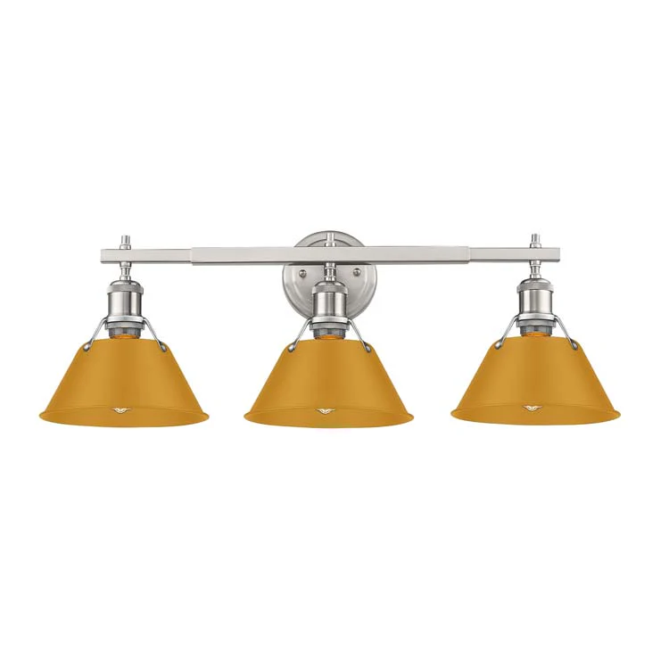 Orwell 3-light Vanity in Pewter and Auric Yellow shade