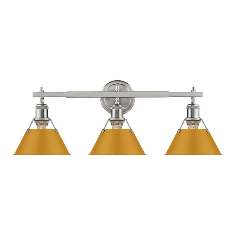 Orwell 3-light Vanity in Pewter and Auric Yellow shade - Image 2