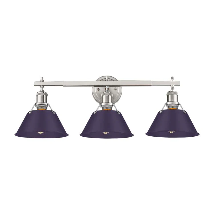 Orwell 3-light Vanity in Pewter and Exotic Purple shade