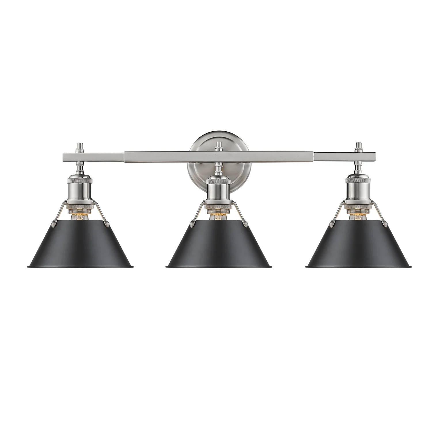Orwell 3-light Vanity in Pewter and Matte Black shade - Image 2