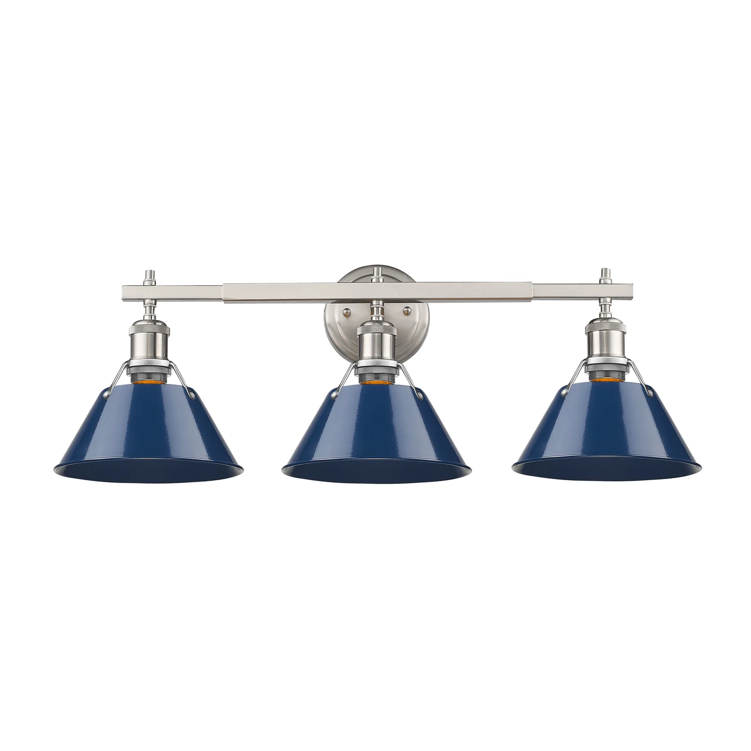 Orwell 3-light Vanity in Pewter and Navy Blue shade