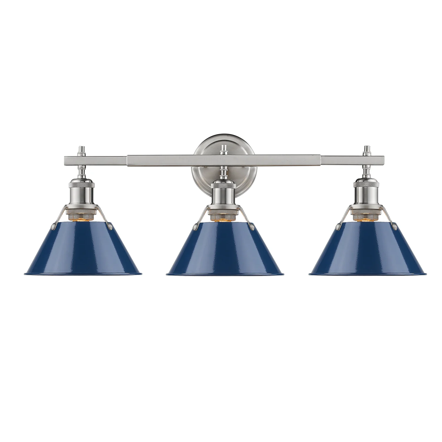 Orwell 3-light Vanity in Pewter and Navy Blue shade - Image 2