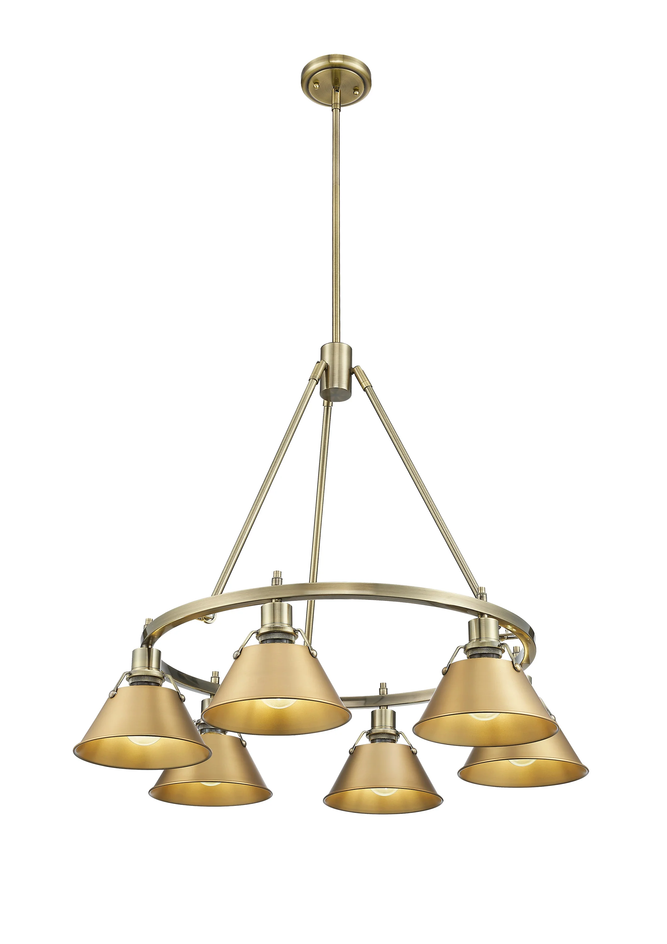 Orwell 6-light Chandelier in Aged Brass and Brushed Champagne Brass shade - Image 2