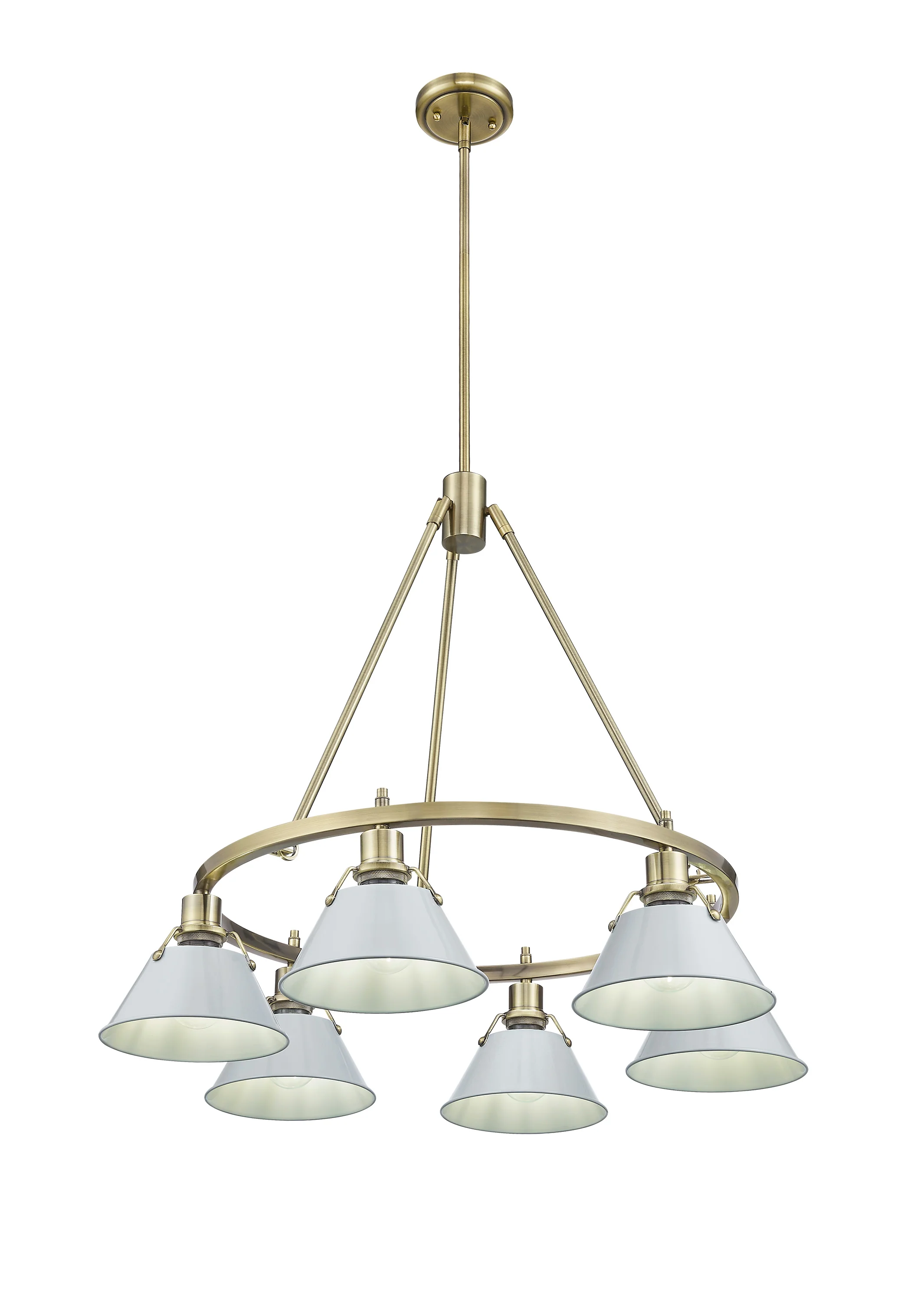 Orwell 6-light Chandelier in Aged Brass and Dusky Blue shade - Image 3